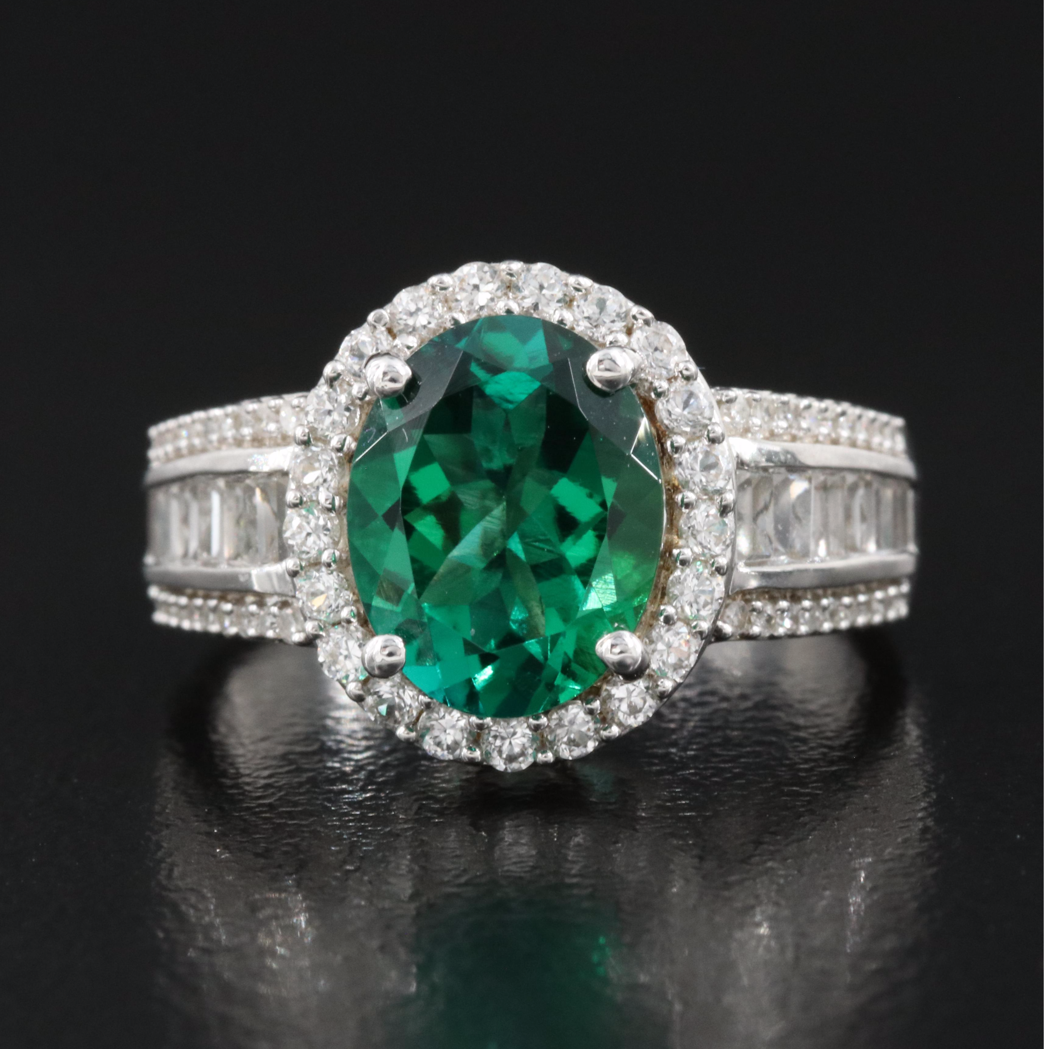 Sterling Emerald and Sapphire Ring