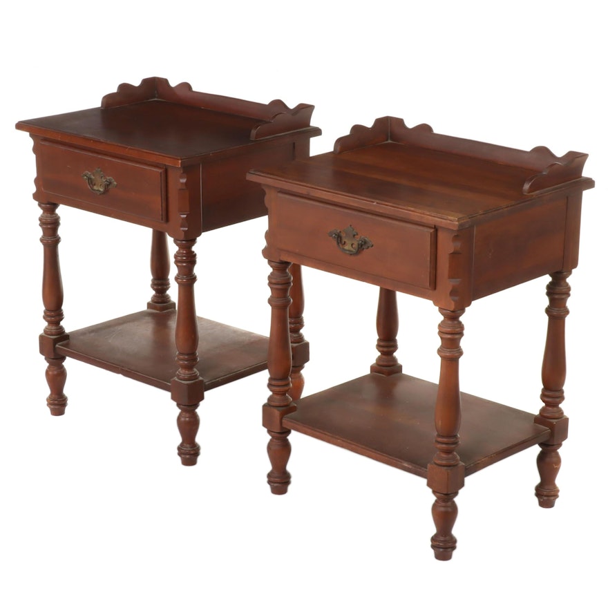 Pair of Tell City Chair Co. "Potomac" Federal Style Cherrywood Side Tables