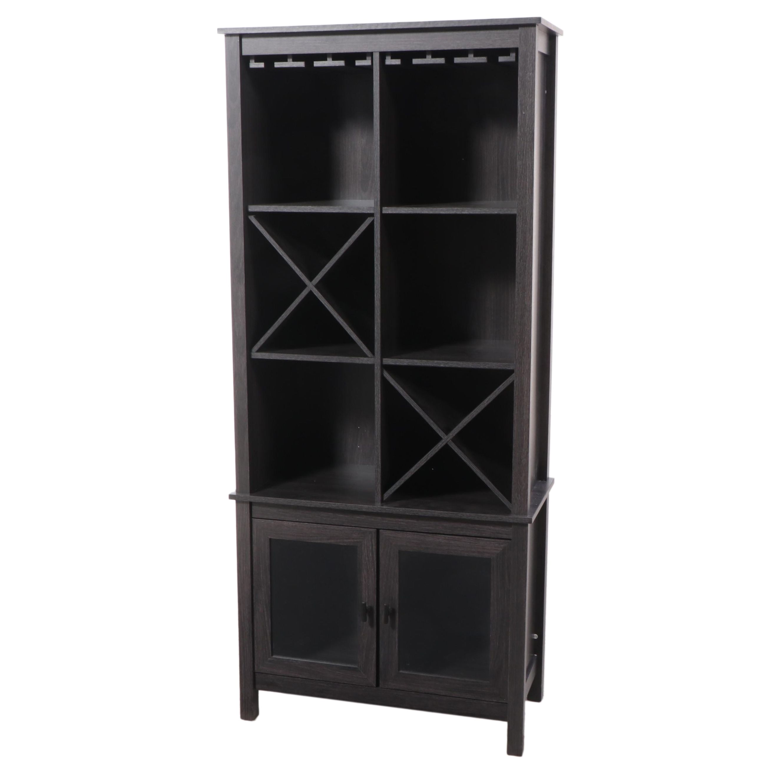 Ebonized Wooden Bar and Wine Cabinet