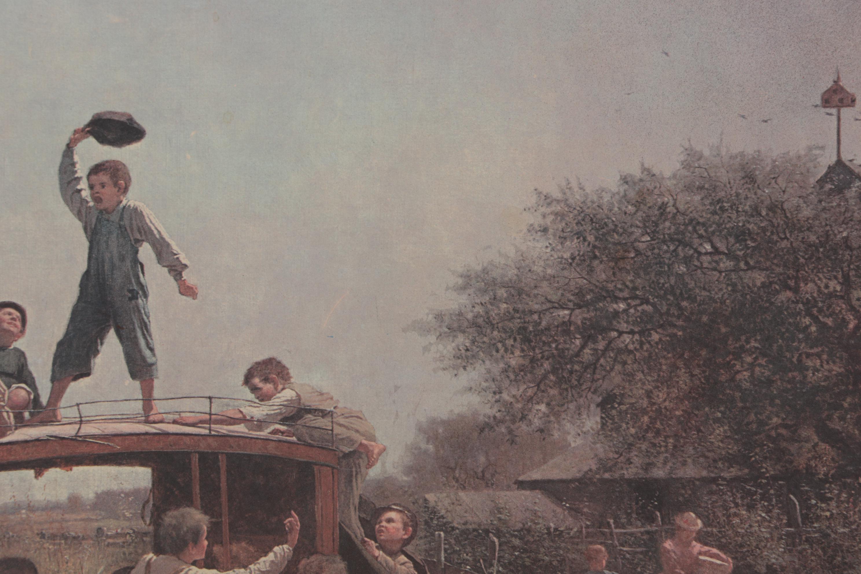 Offset Lithograph After Eastman Johnson "Old Stage Coach," Mid-20th Century