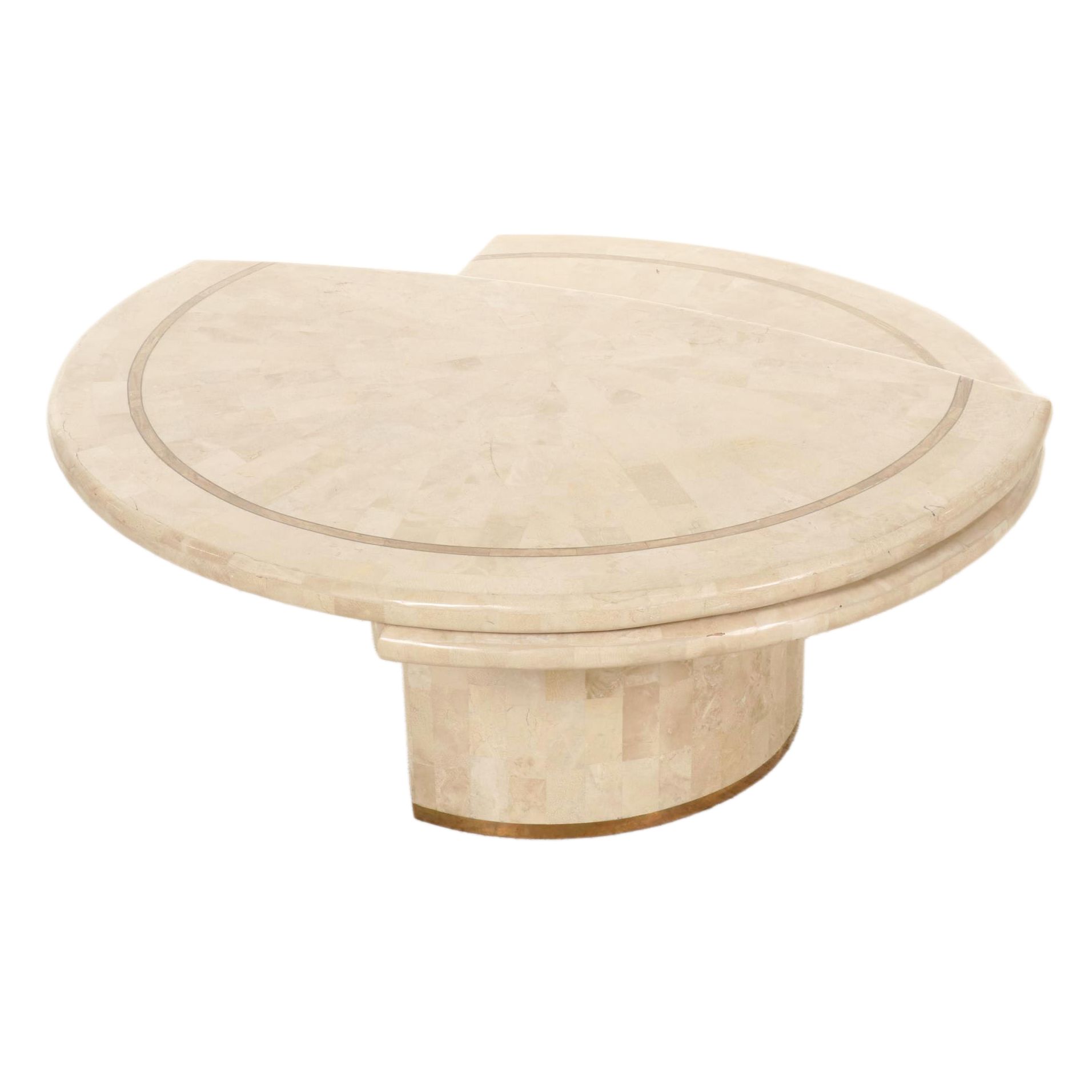 Contemporary Tessellated Stone and Brass Articulating Top Coffee Table