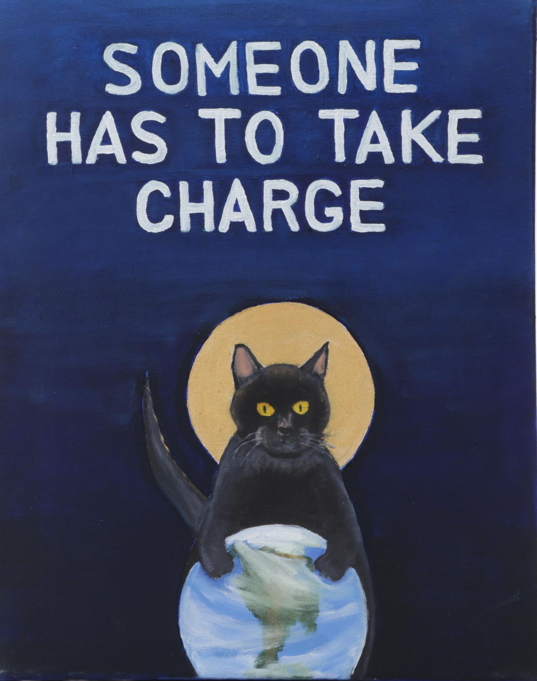 Glen Zehr Oil Painting "Pandemic Cat," 2020