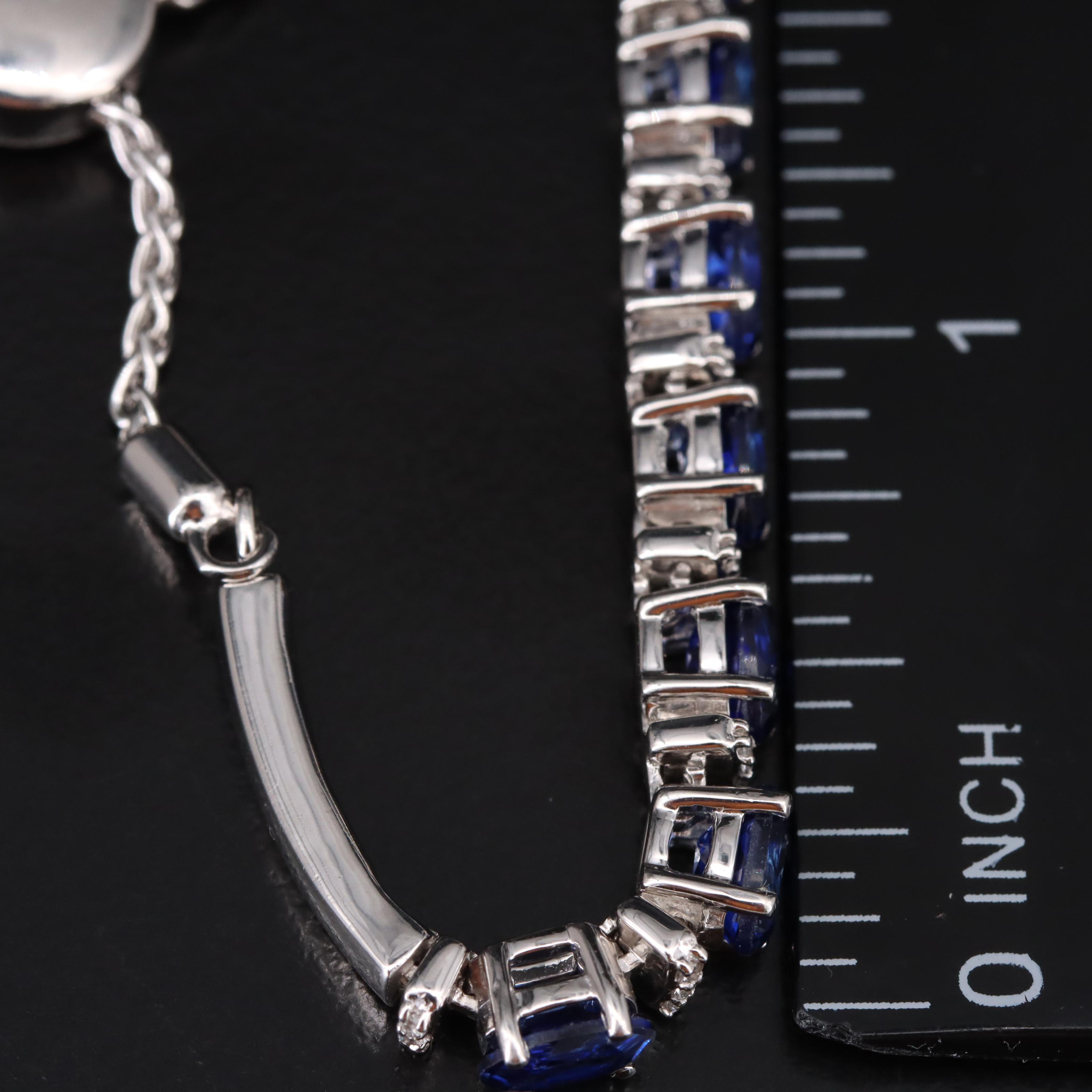 Sterling Blue and White Sapphire Bolo Bracelet