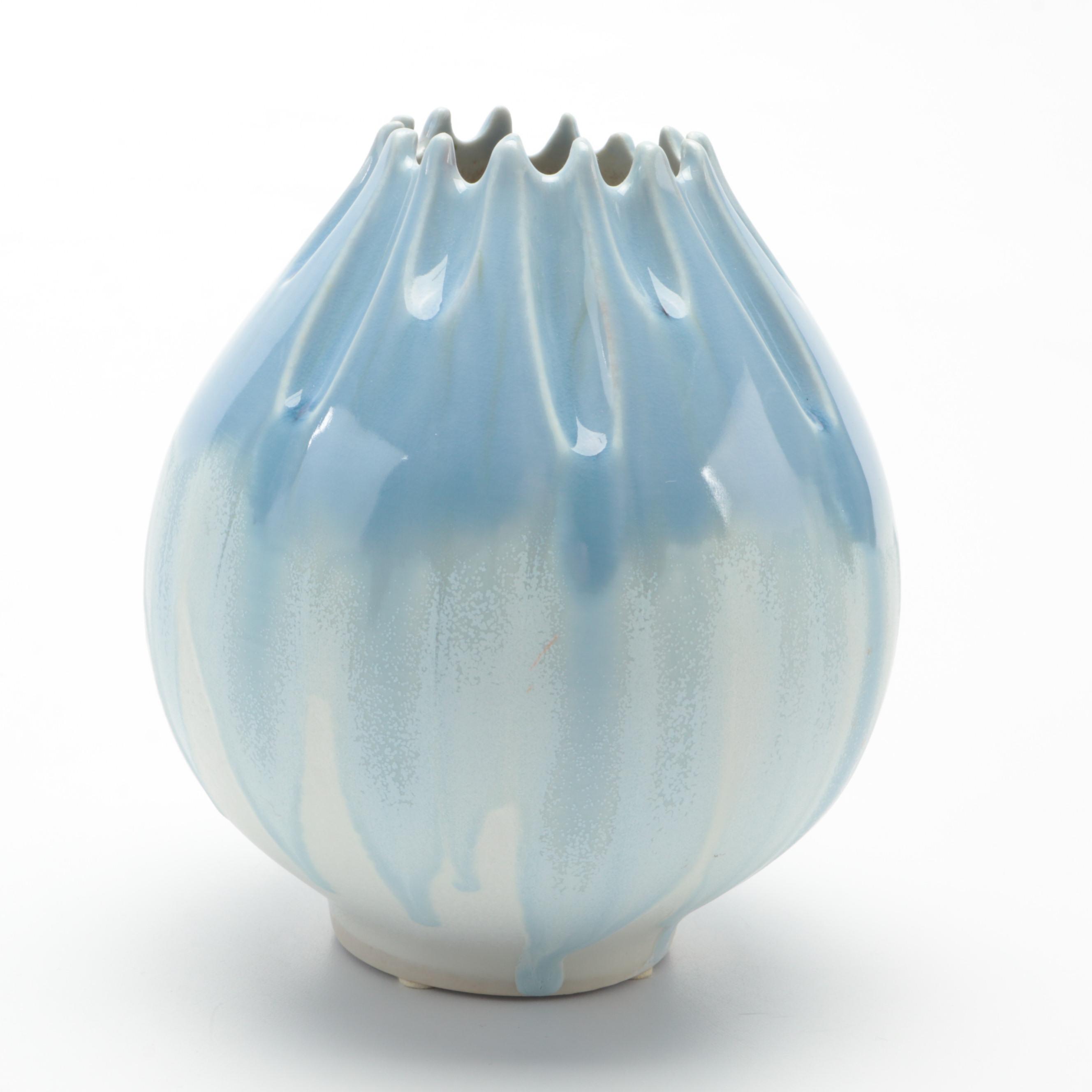 Global Views Portuguese Vases with White Glazed Ceramic Flower Vase