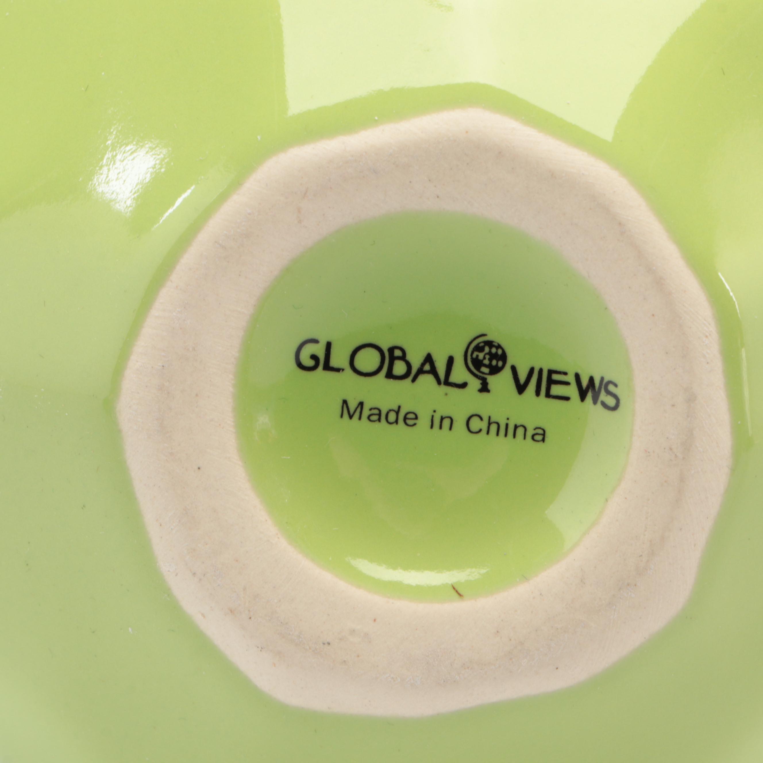 Global Views Portuguese Vases with White Glazed Ceramic Flower Vase