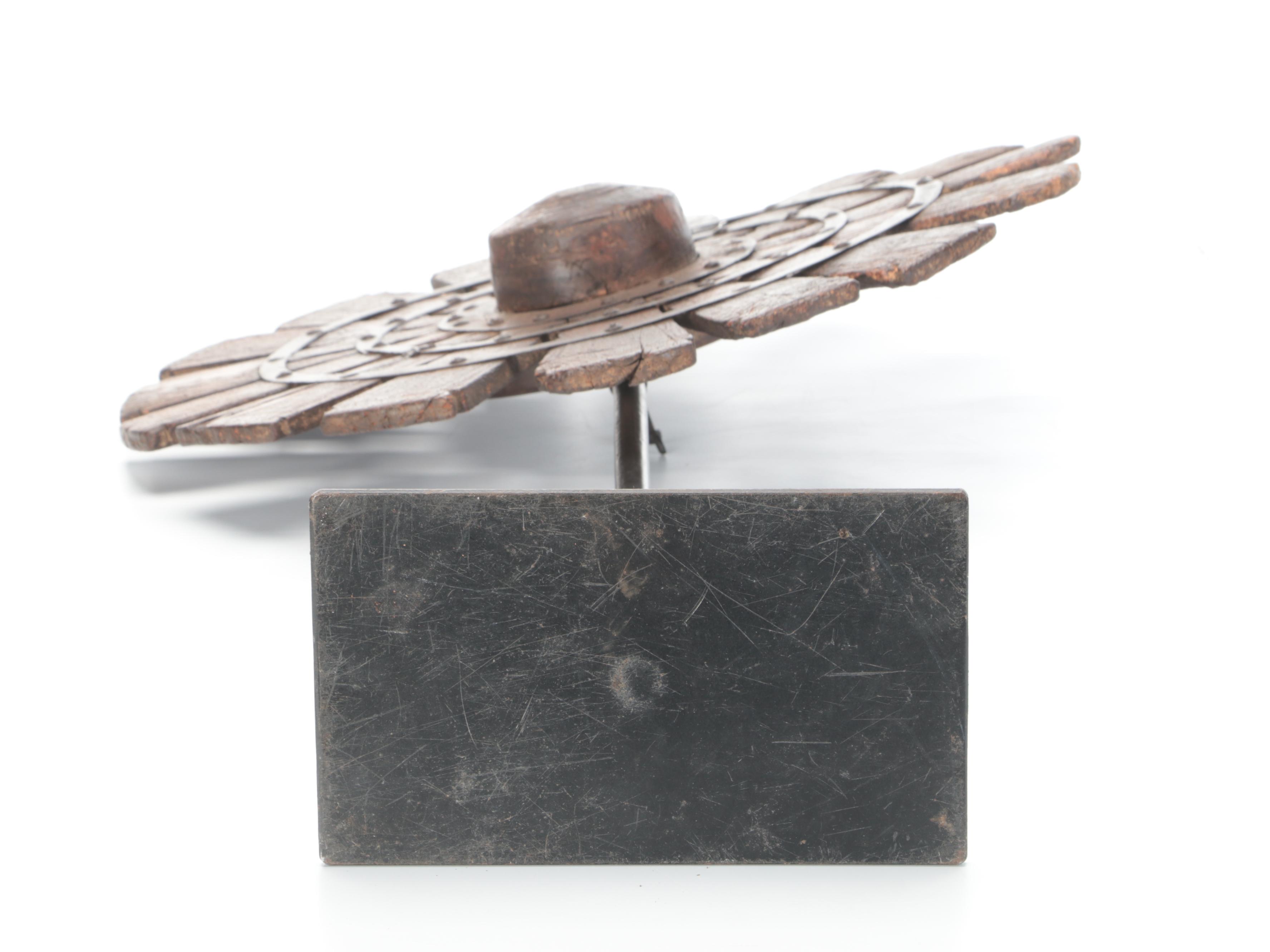 Indian Spinning Wheel Mounted on a Display Stand