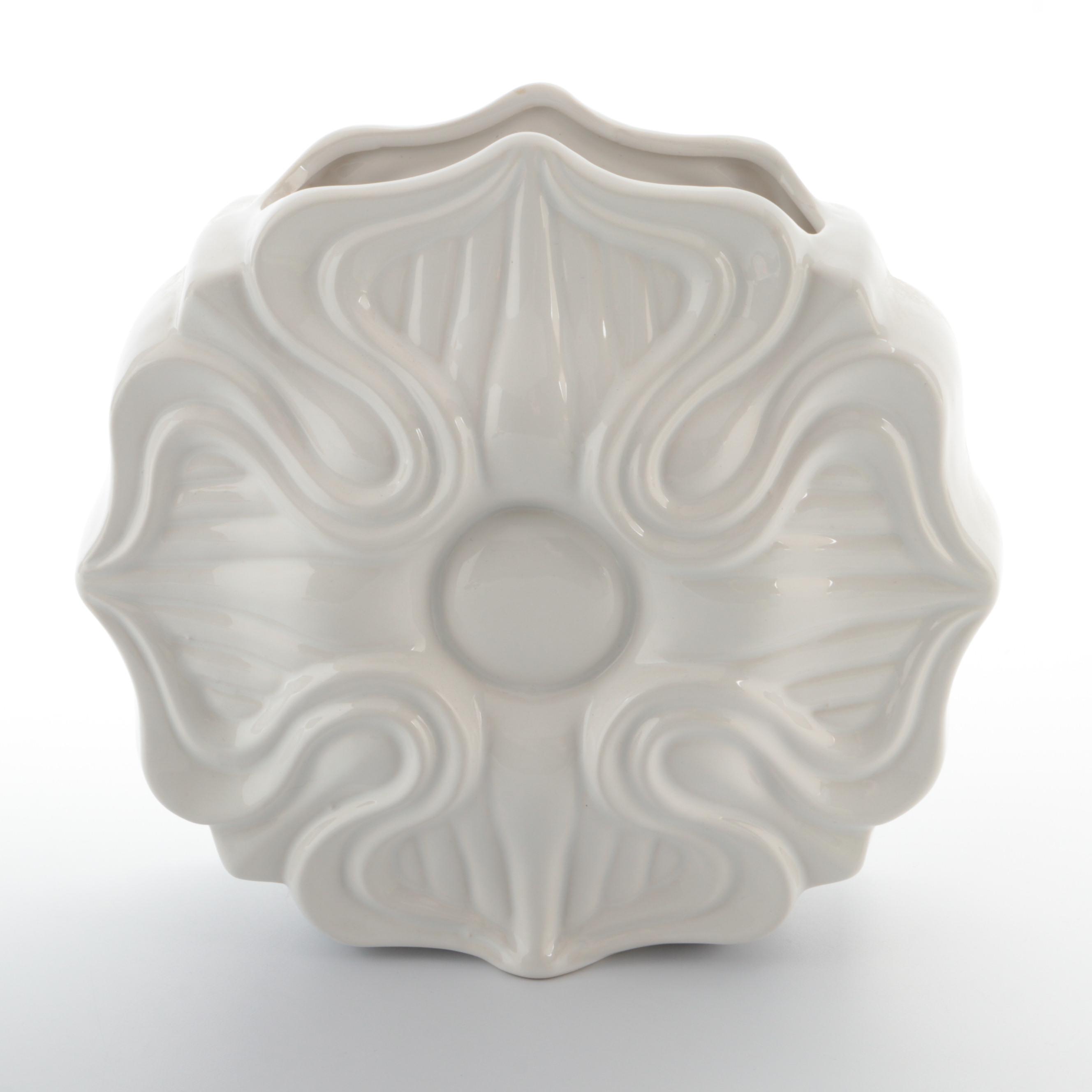 Global Views Portuguese Vases with White Glazed Ceramic Flower Vase