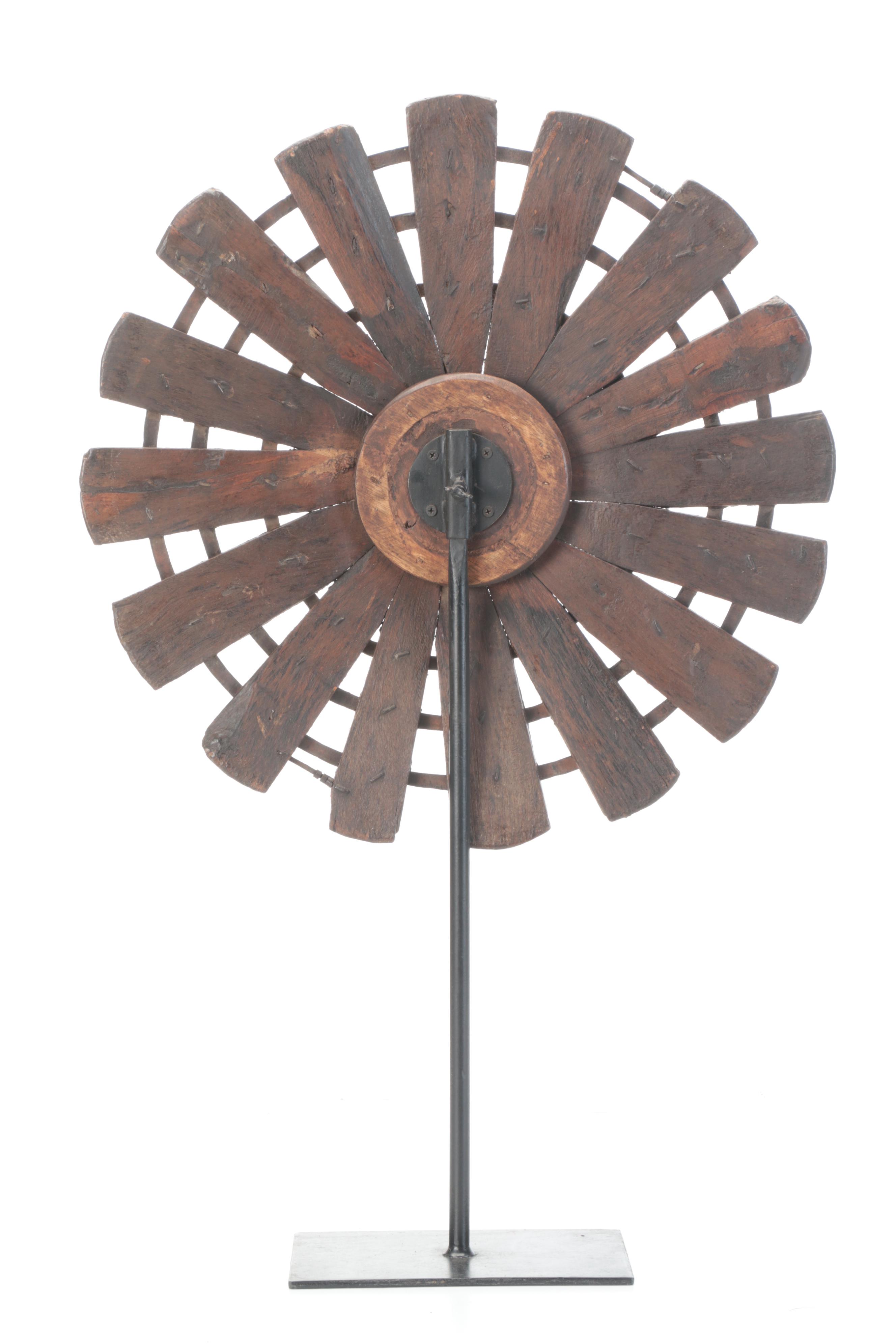 Indian Spinning Wheel Mounted on a Display Stand
