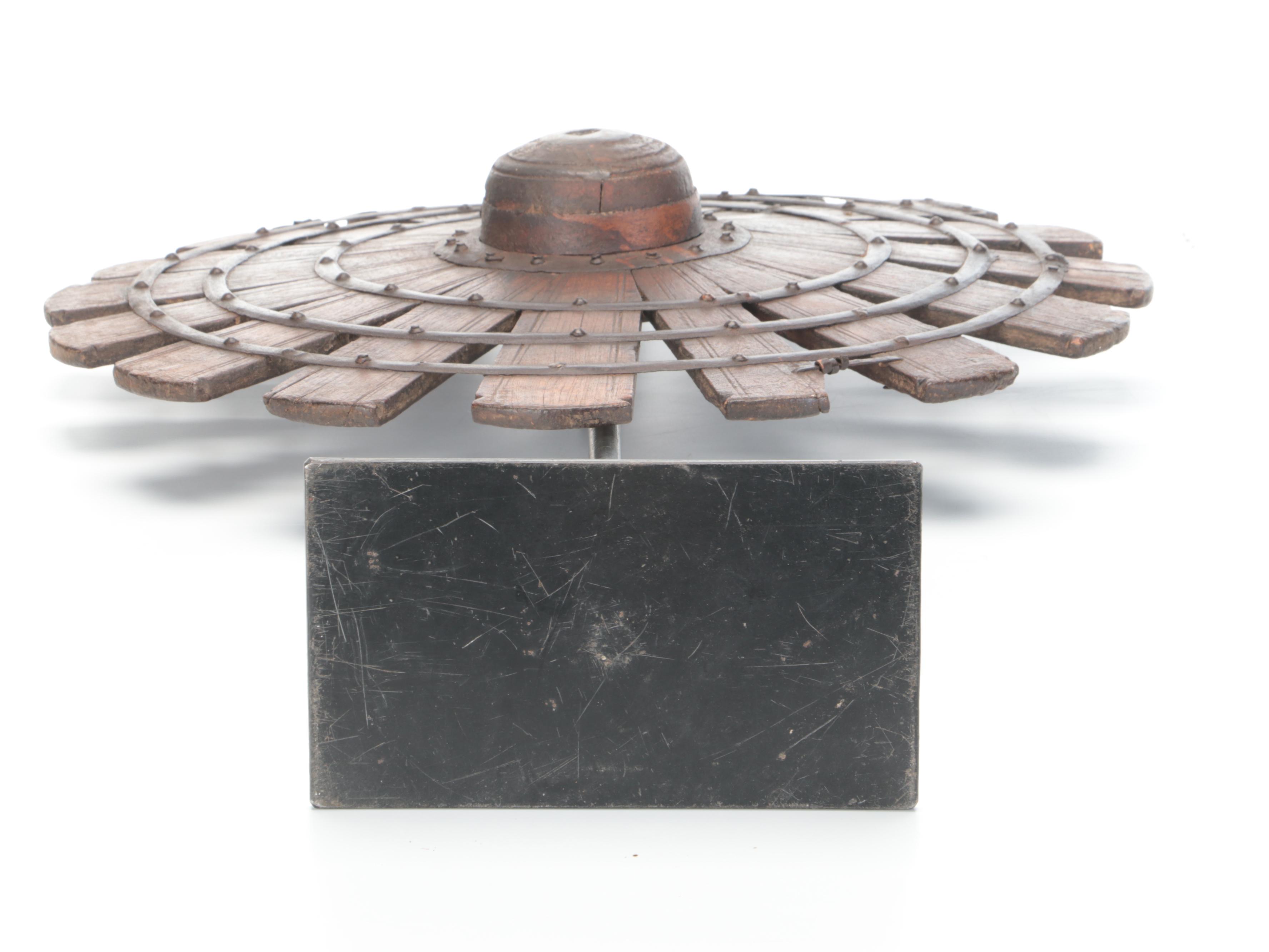 Indian Spinning Wheel Mounted on a Display Stand