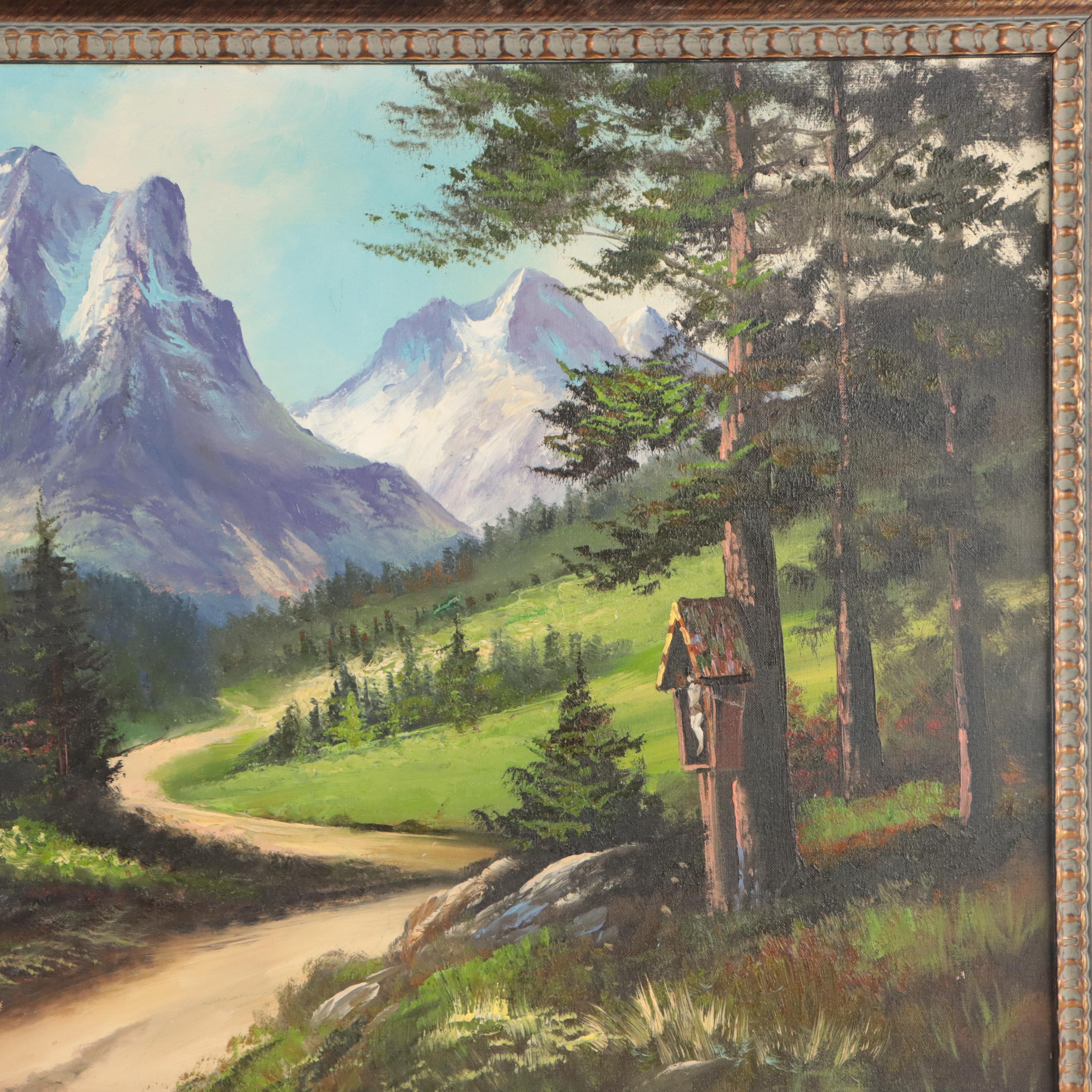 Oil Painting of Alpine Landscape, 1973