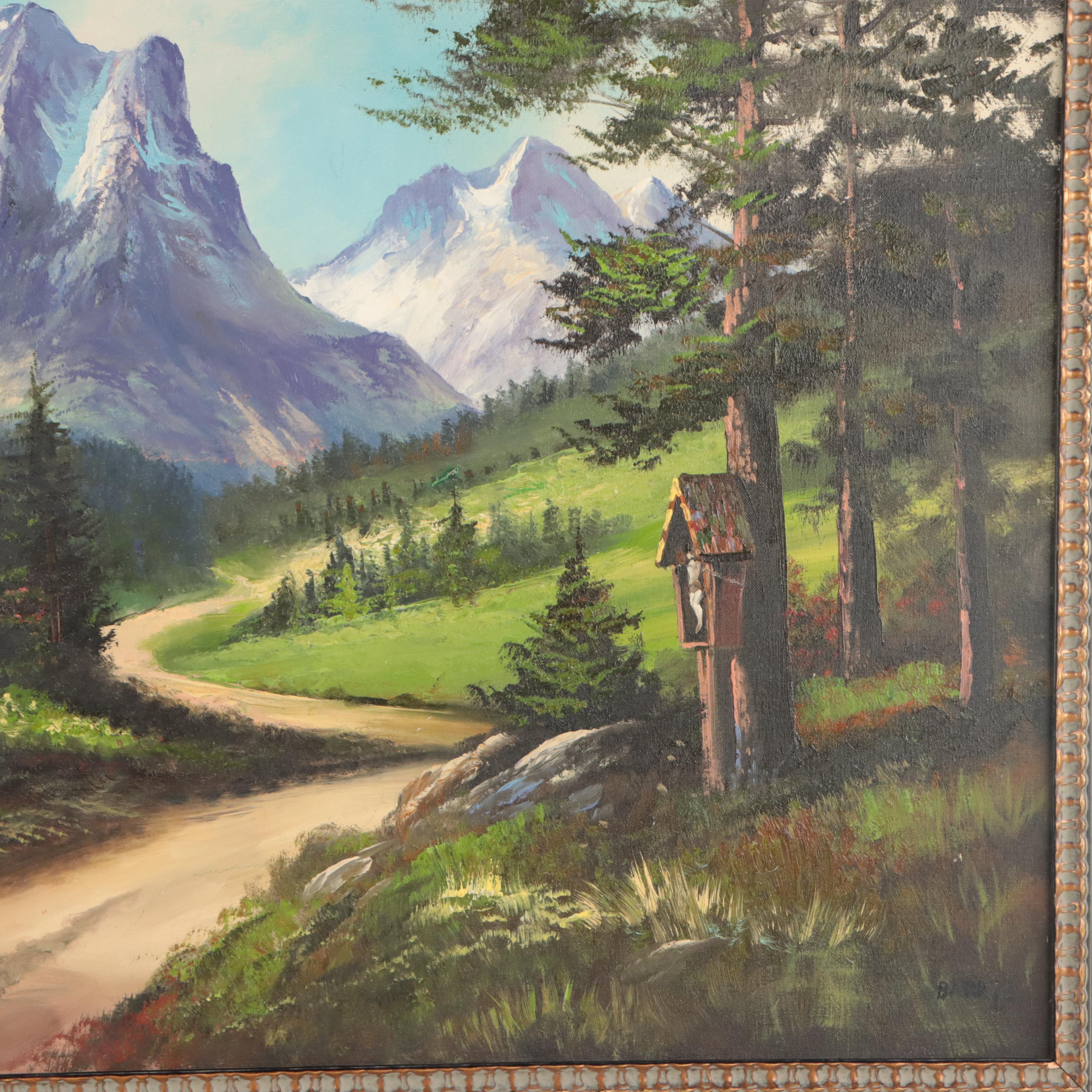 Oil Painting of Alpine Landscape, 1973
