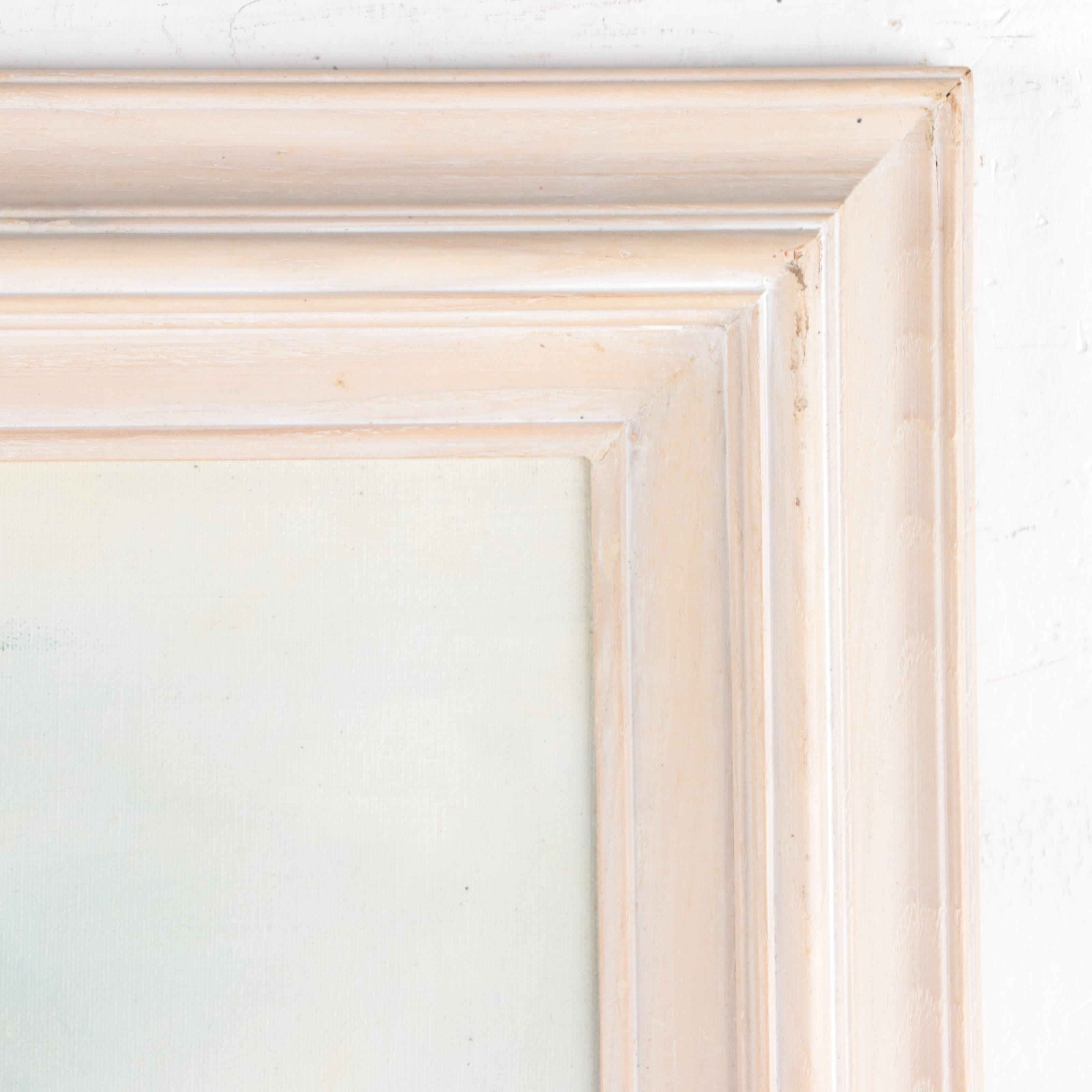 Oil Painting of Boats in Harbor Scene