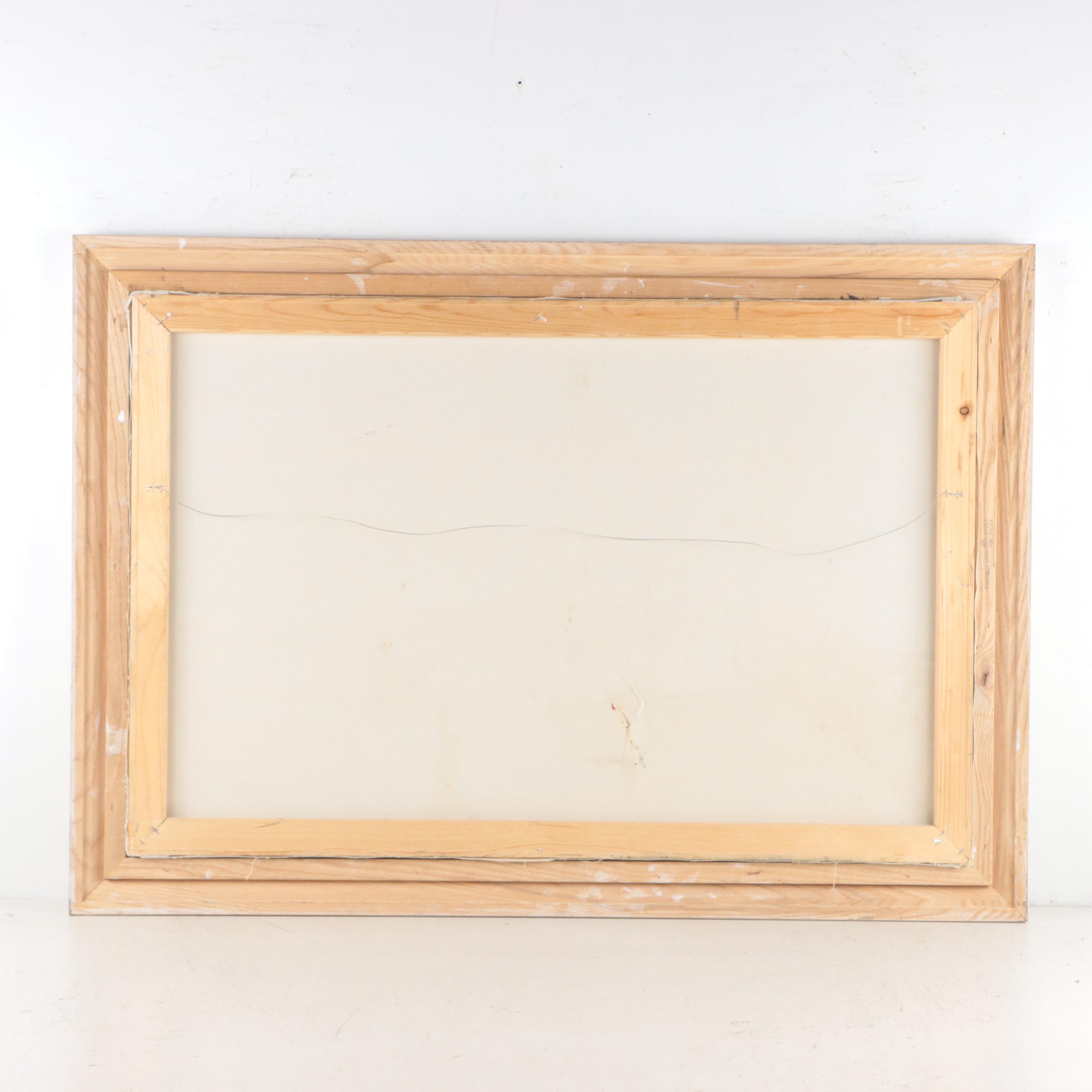 Oil Painting of Boats in Harbor Scene