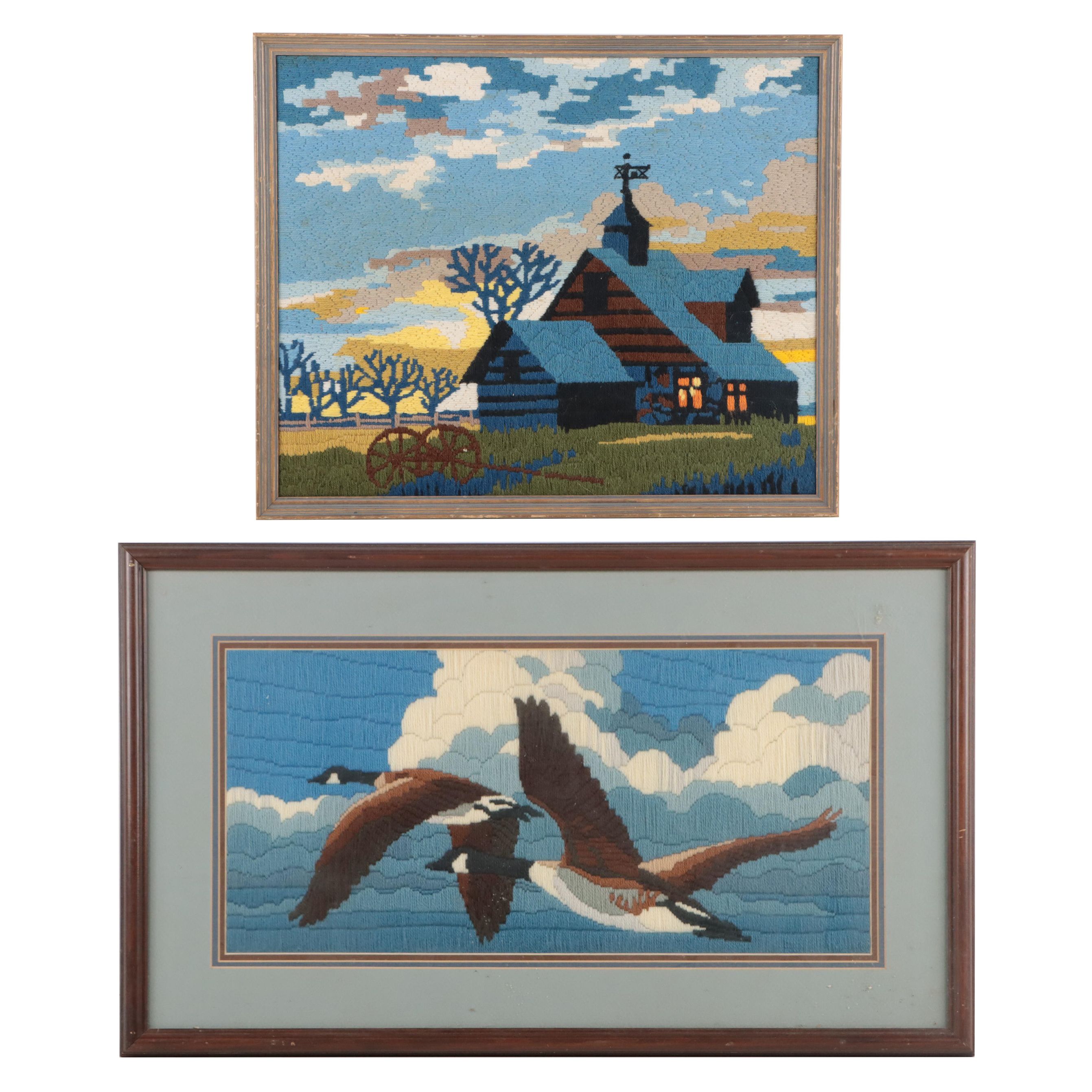 Framed Embroidered Decorative Textiles