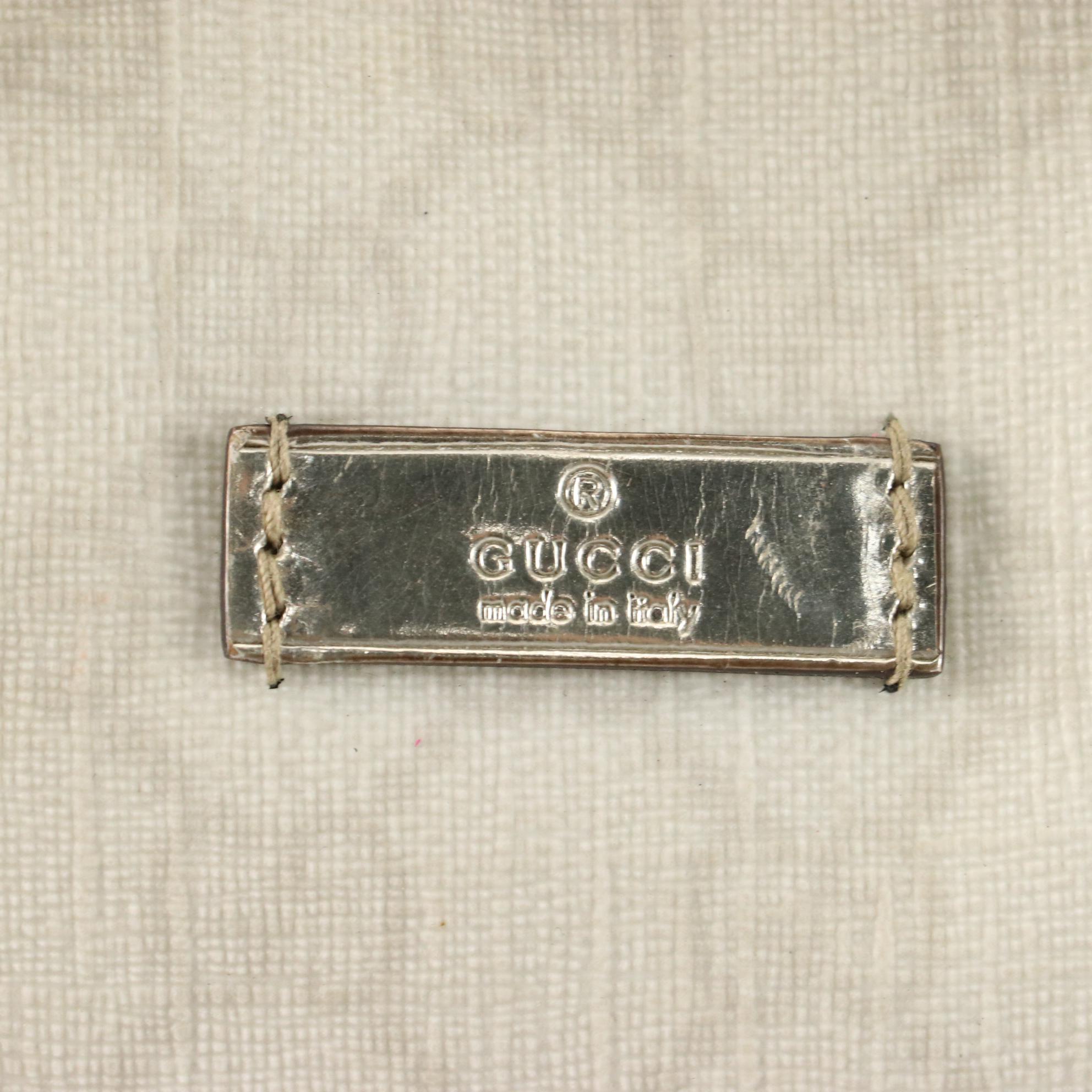 Gucci Small Joy Boston Bag in Supreme GG Canvas and Silver Metallic Leather