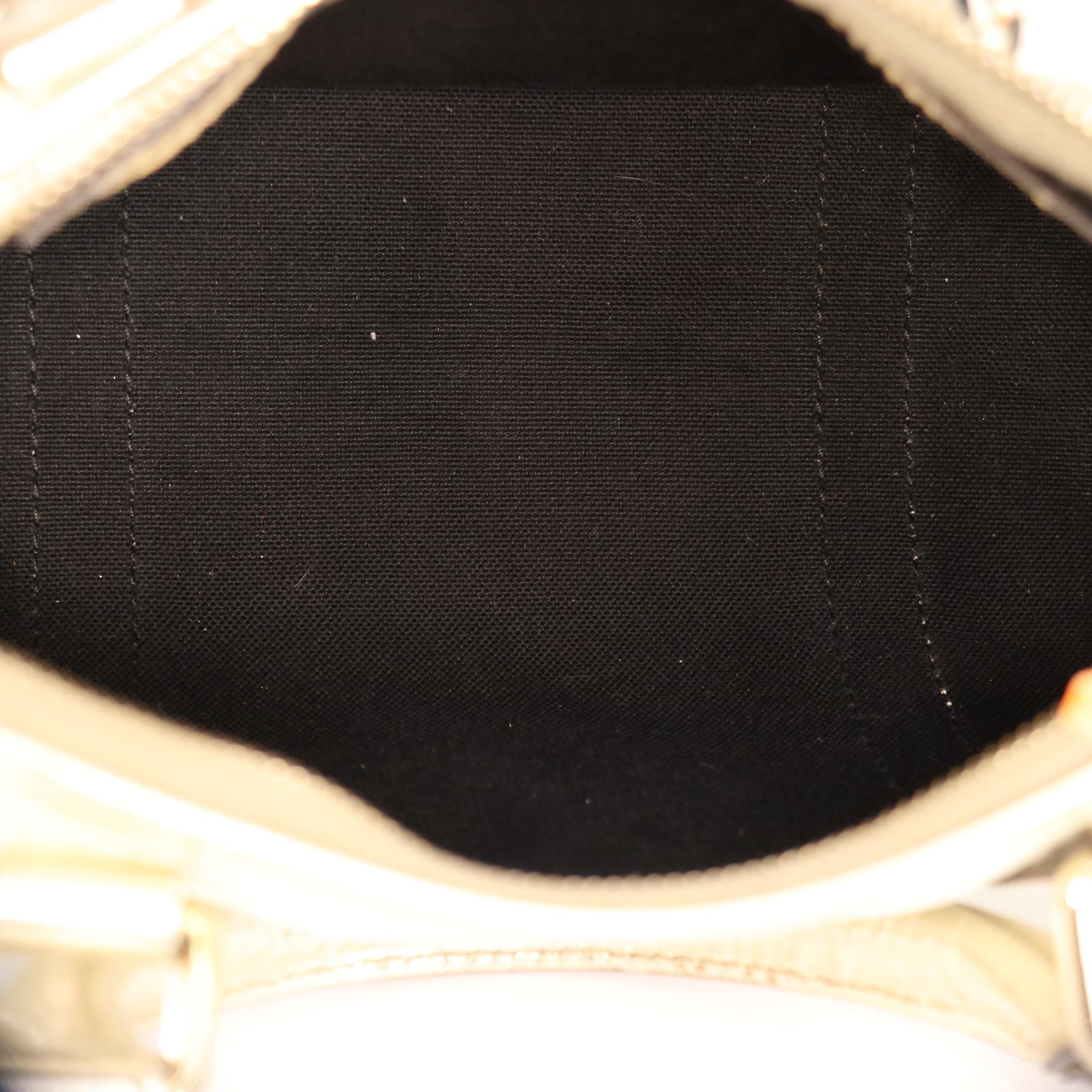 Gucci Small Joy Boston Bag in Supreme GG Canvas and Silver Metallic Leather