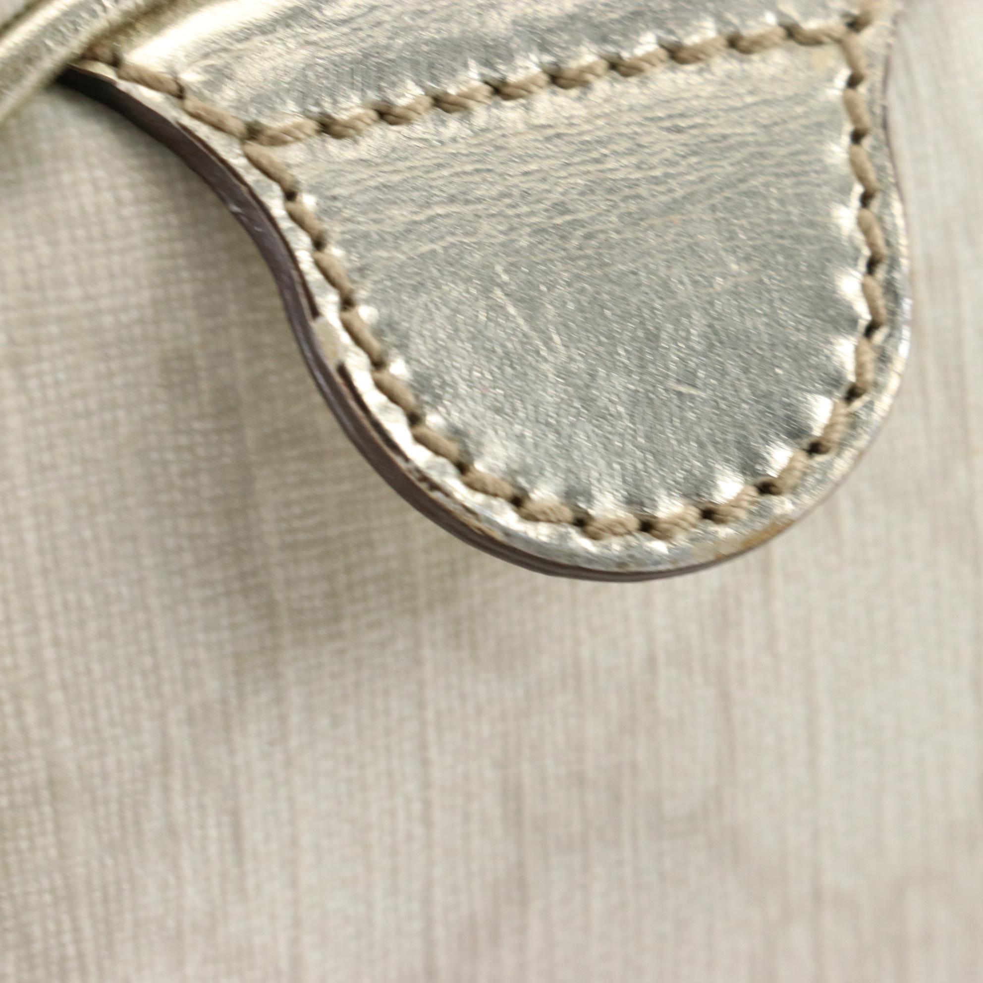 Gucci Small Joy Boston Bag in Supreme GG Canvas and Silver Metallic Leather