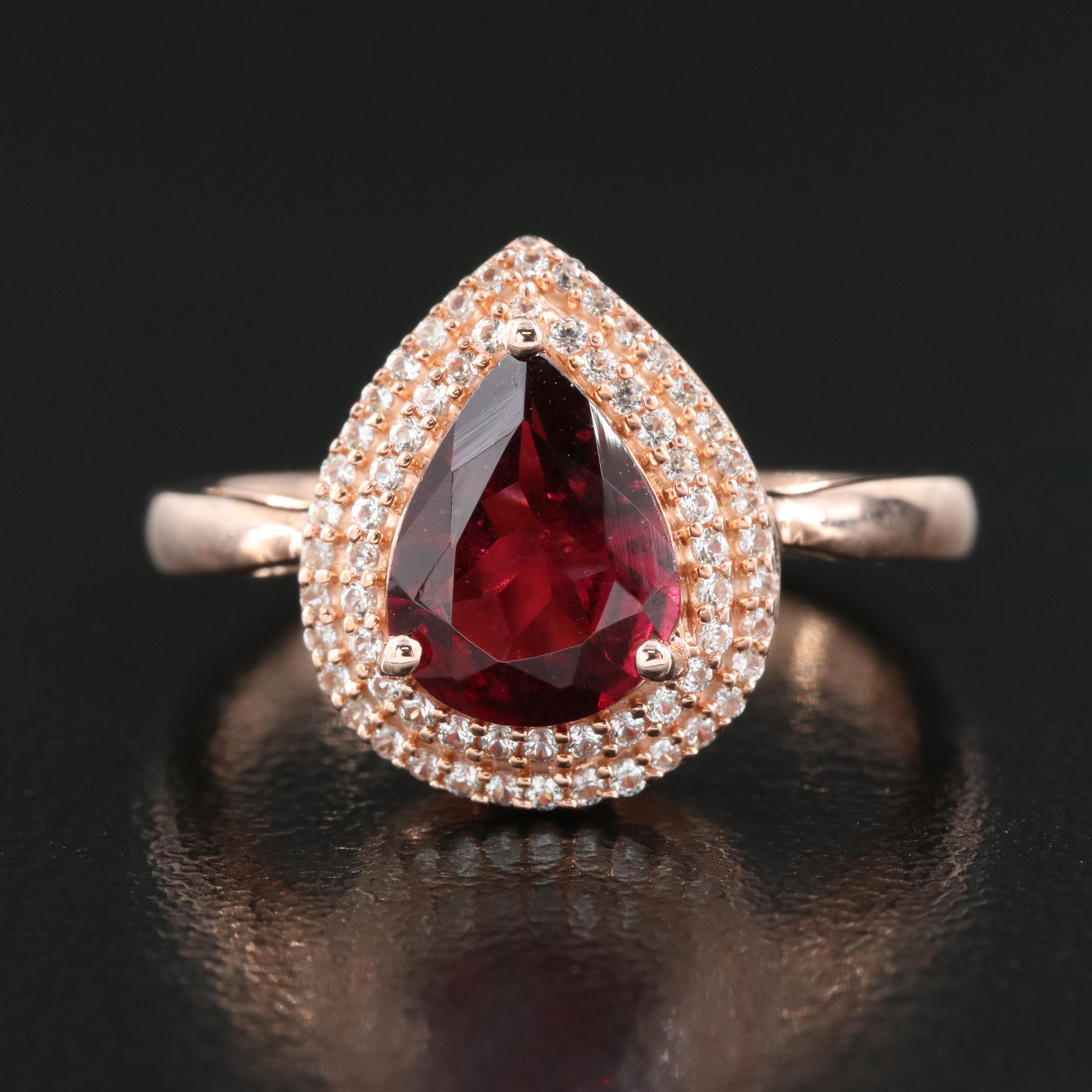 Sterling Garnet and Sapphire Ring