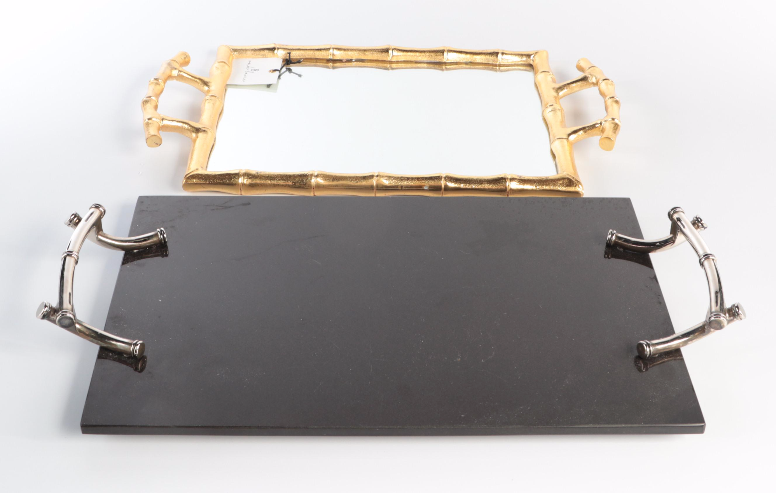 Michael Aram Wheat Oval Platter and Bar Set with Other Mirrored Tray