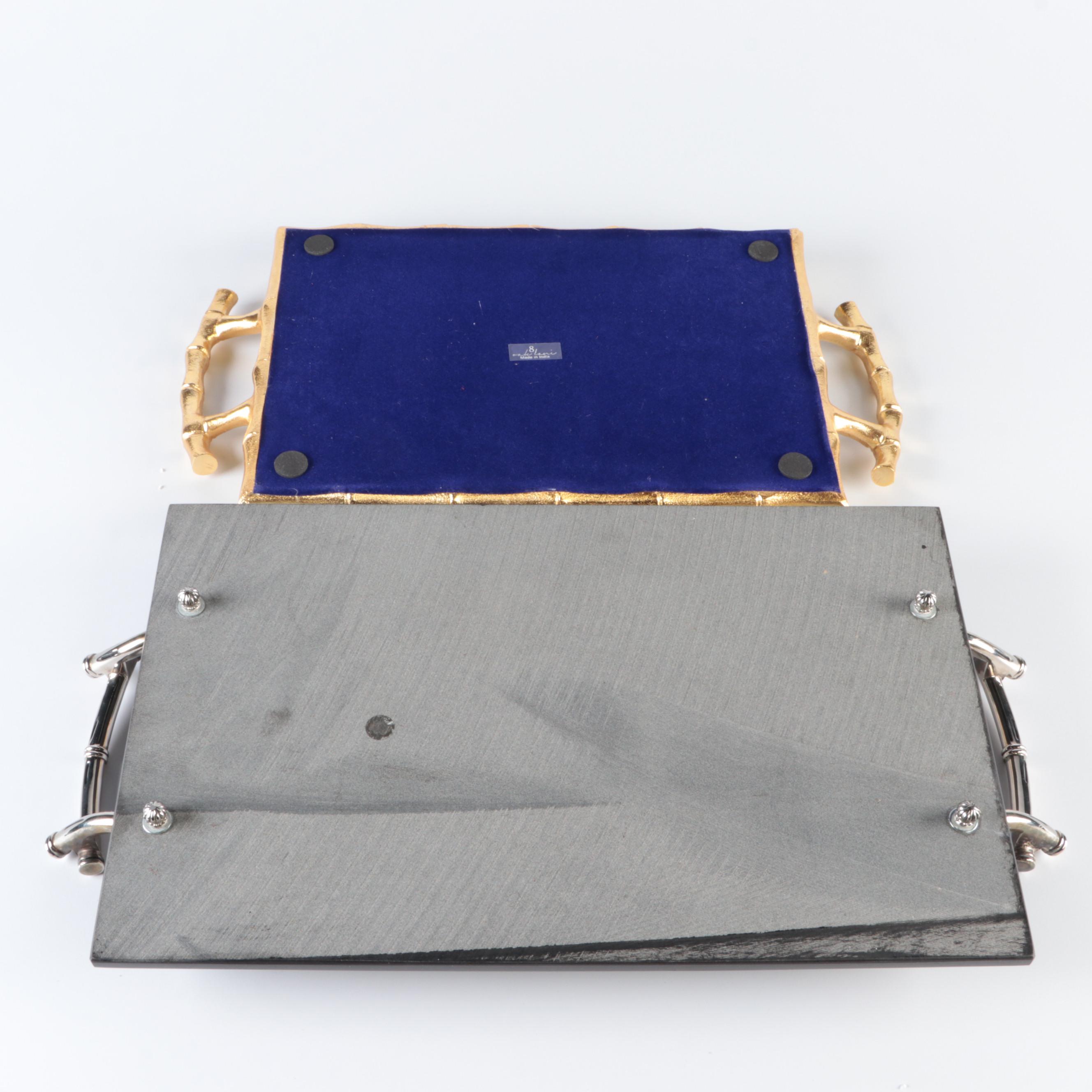 Michael Aram Wheat Oval Platter and Bar Set with Other Mirrored Tray