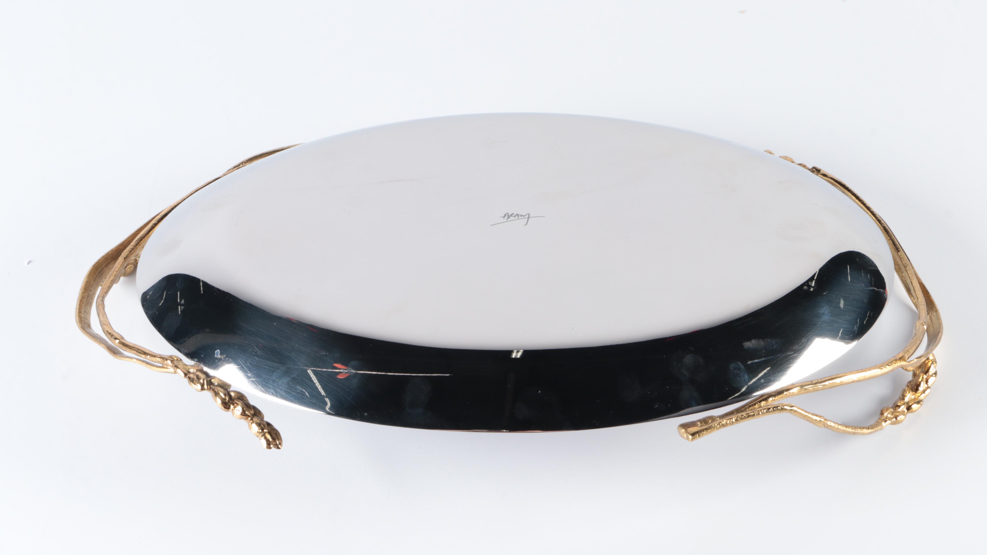 Michael Aram Wheat Oval Platter and Bar Set with Other Mirrored Tray