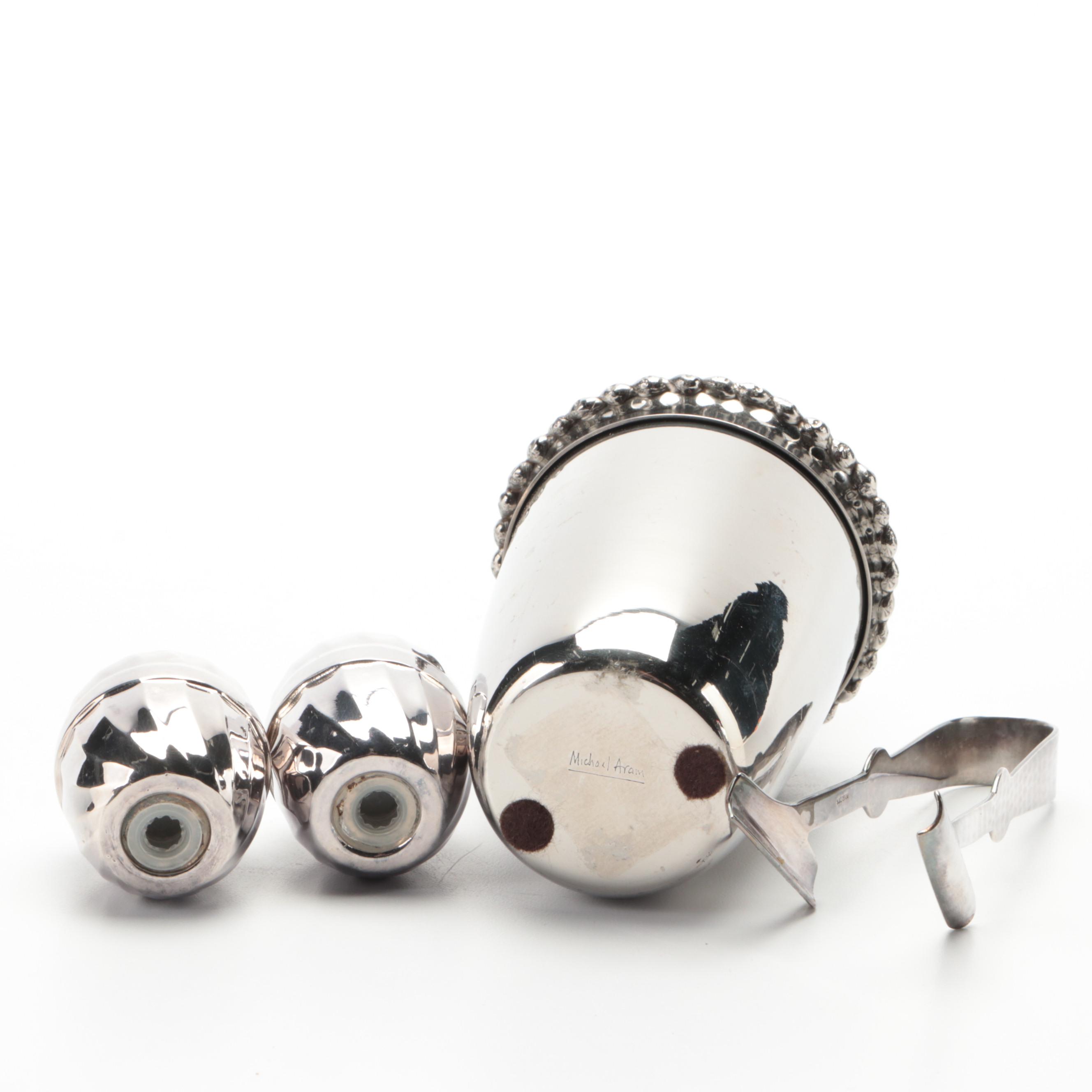 Michael Aram Wheat Oval Platter and Bar Set with Other Mirrored Tray