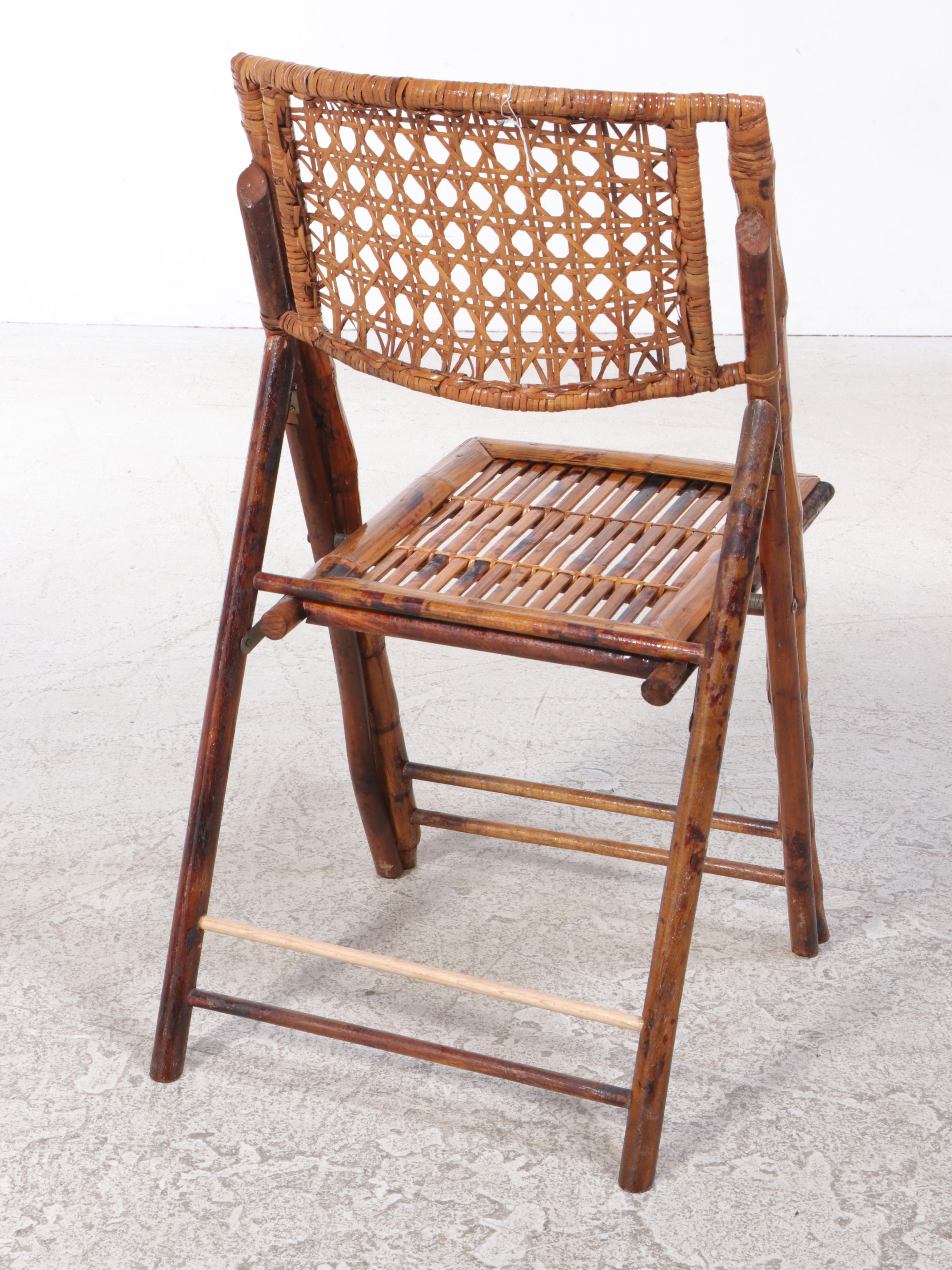 Eight Chinese Folding Bamboo Chairs