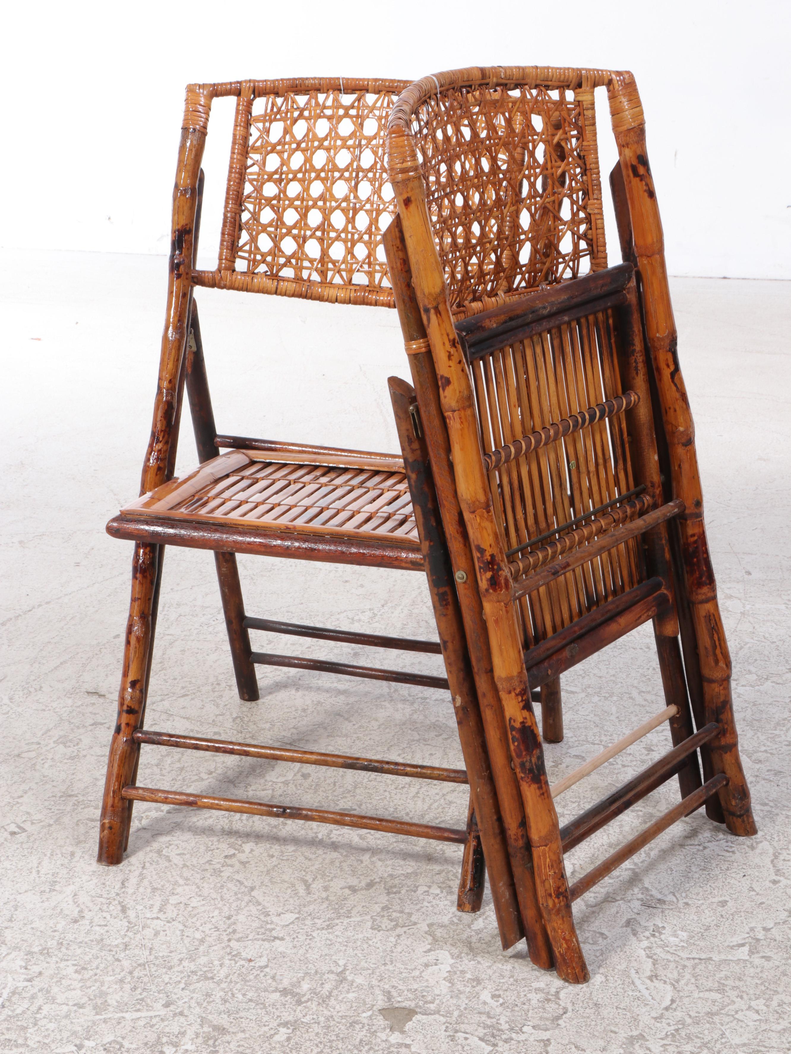 Eight Chinese Folding Bamboo Chairs