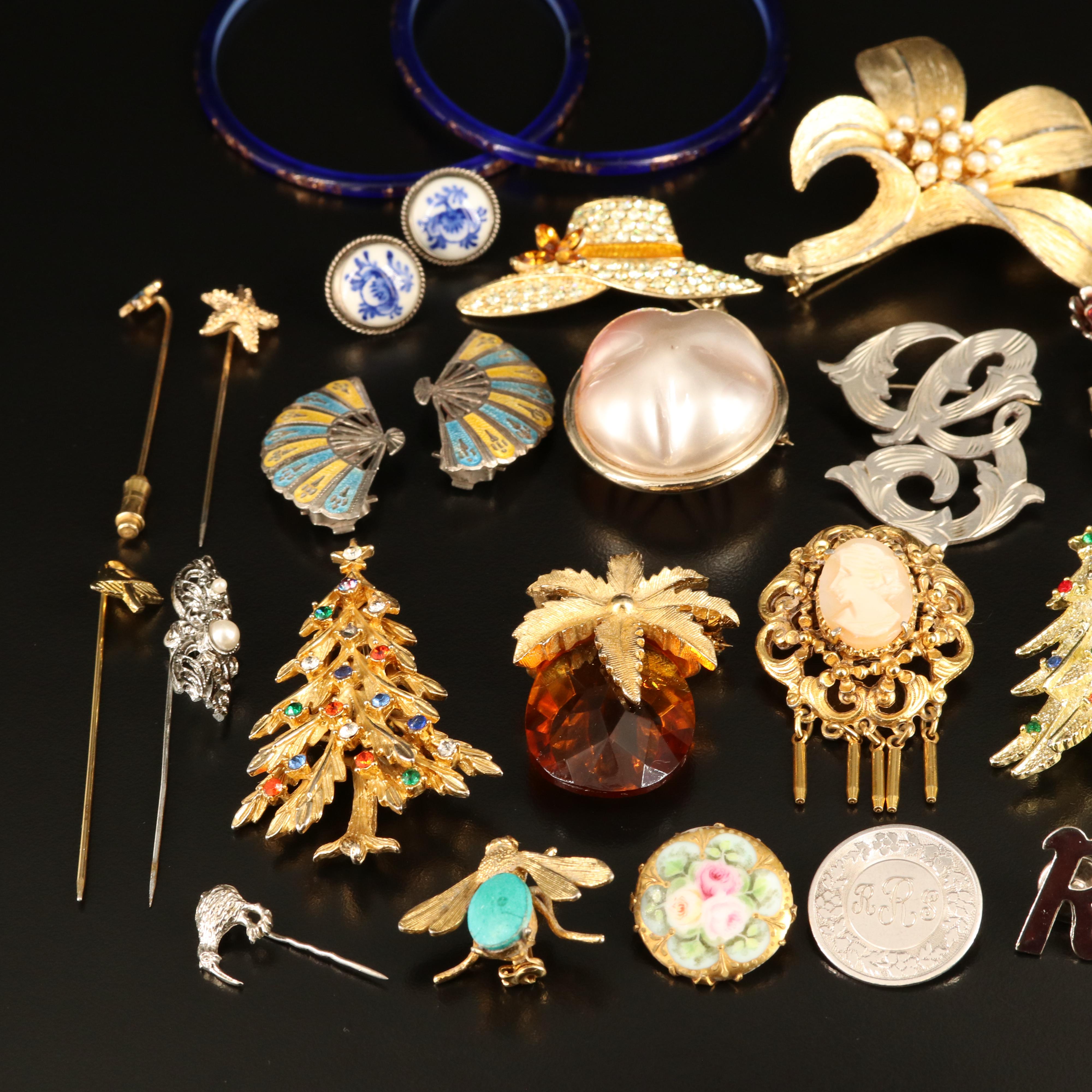 Delft Earrings, Kremer of New York and Victorian Painted Pin Featured in Jewelry