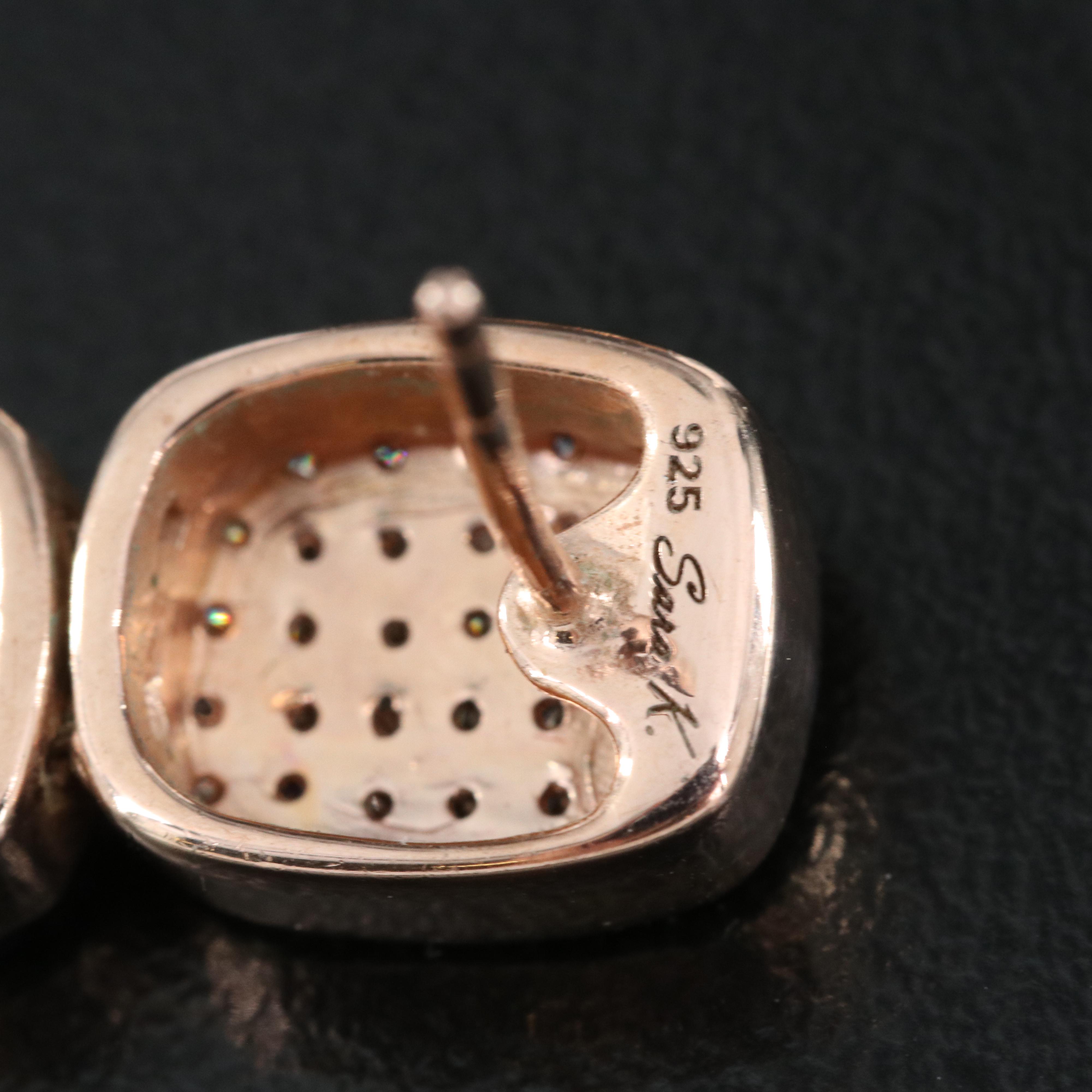 Sara K Sterling Amethyst, Topaz and Cubic Zirconia Earrings with 14K Clutch Back