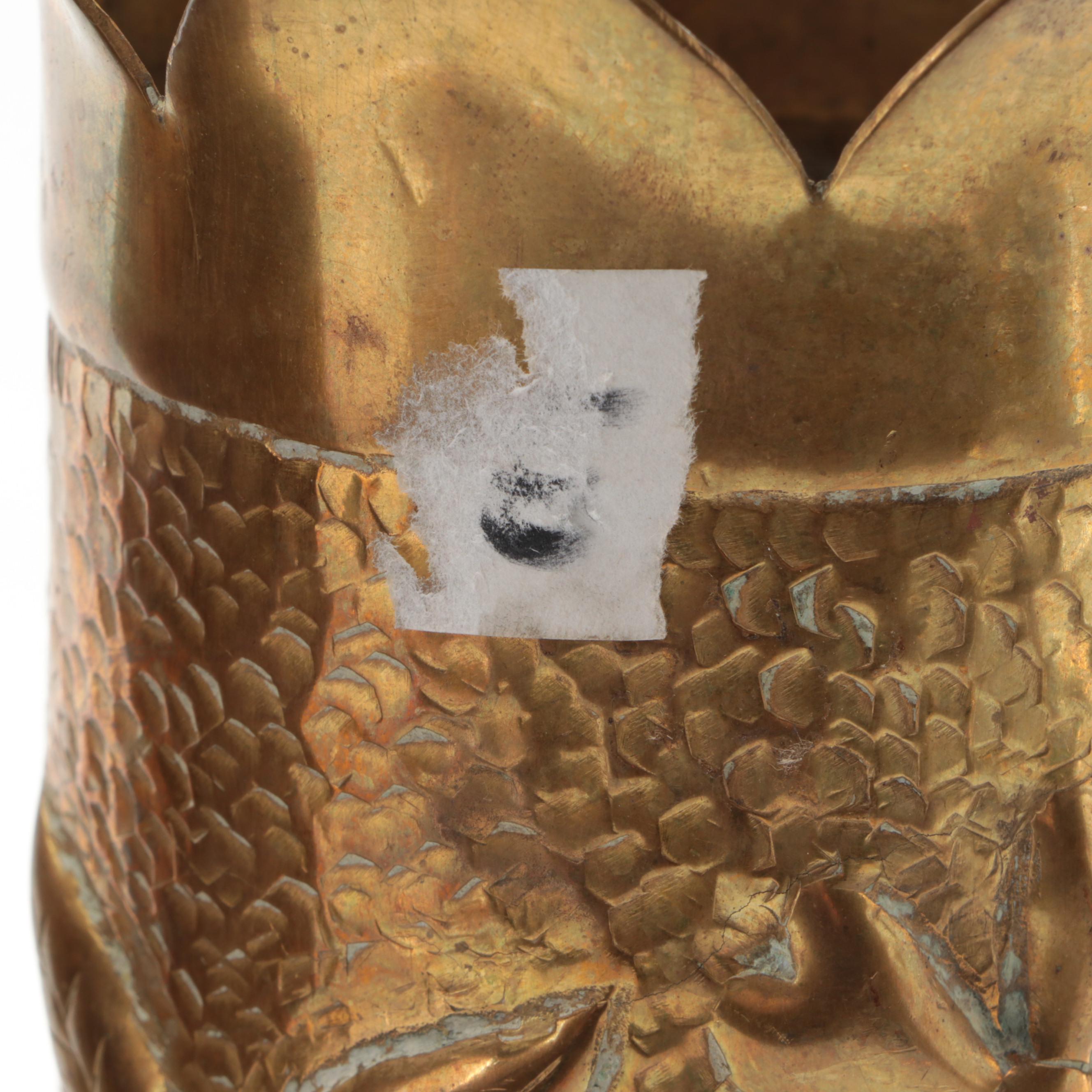 WWI Trench Art Brass 75mm Case Vases, Early 20th Century