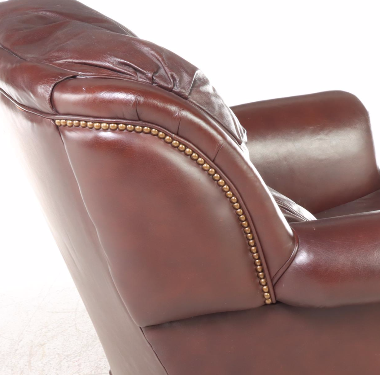 Leather Upholstered Easy Armchair and Ottoman