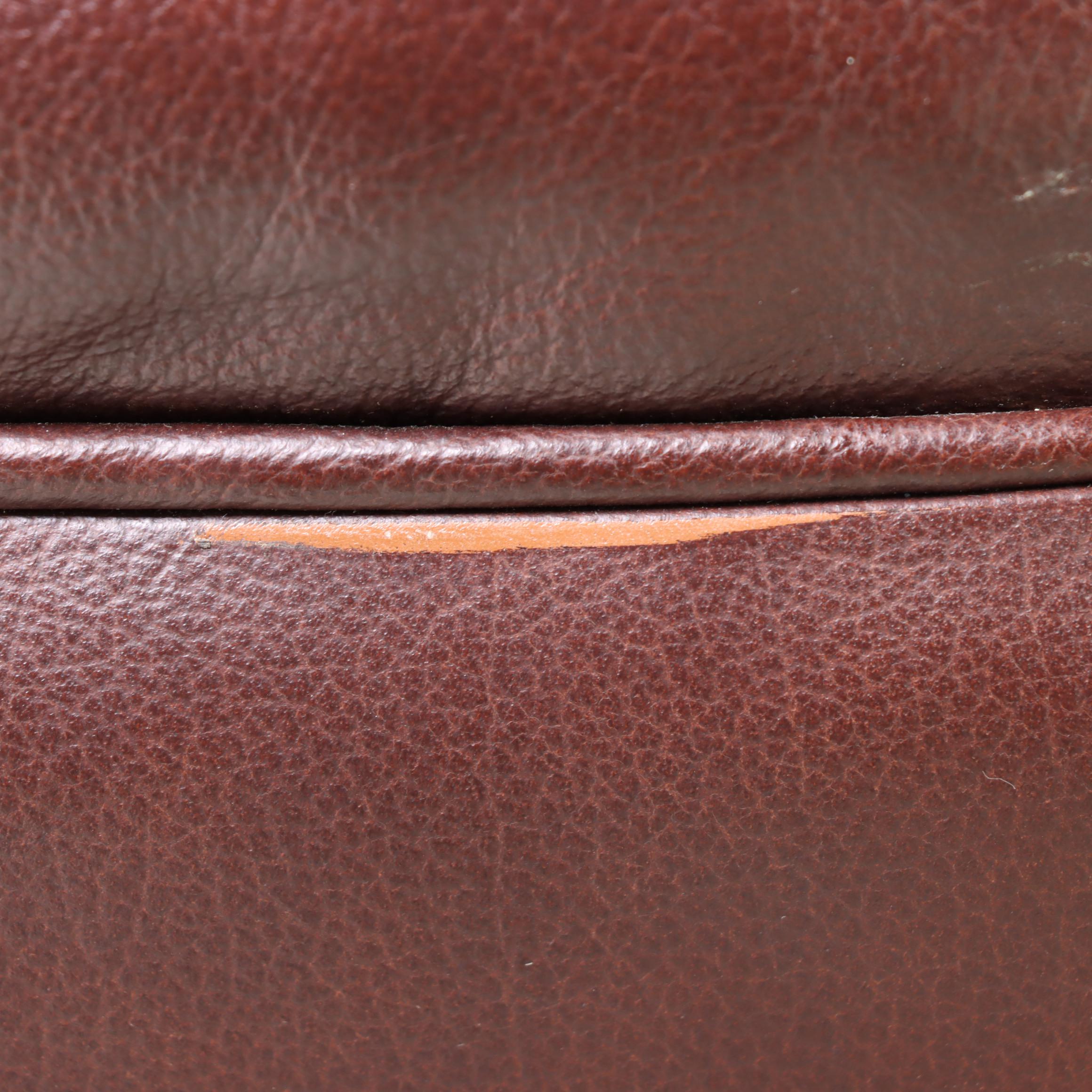 Leather Upholstered Easy Armchair and Ottoman