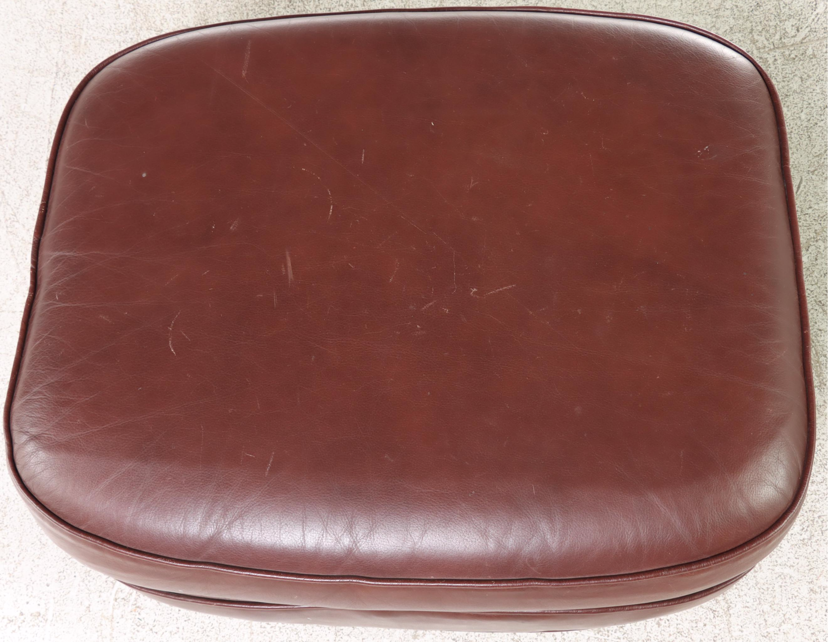 Leather Upholstered Easy Armchair and Ottoman