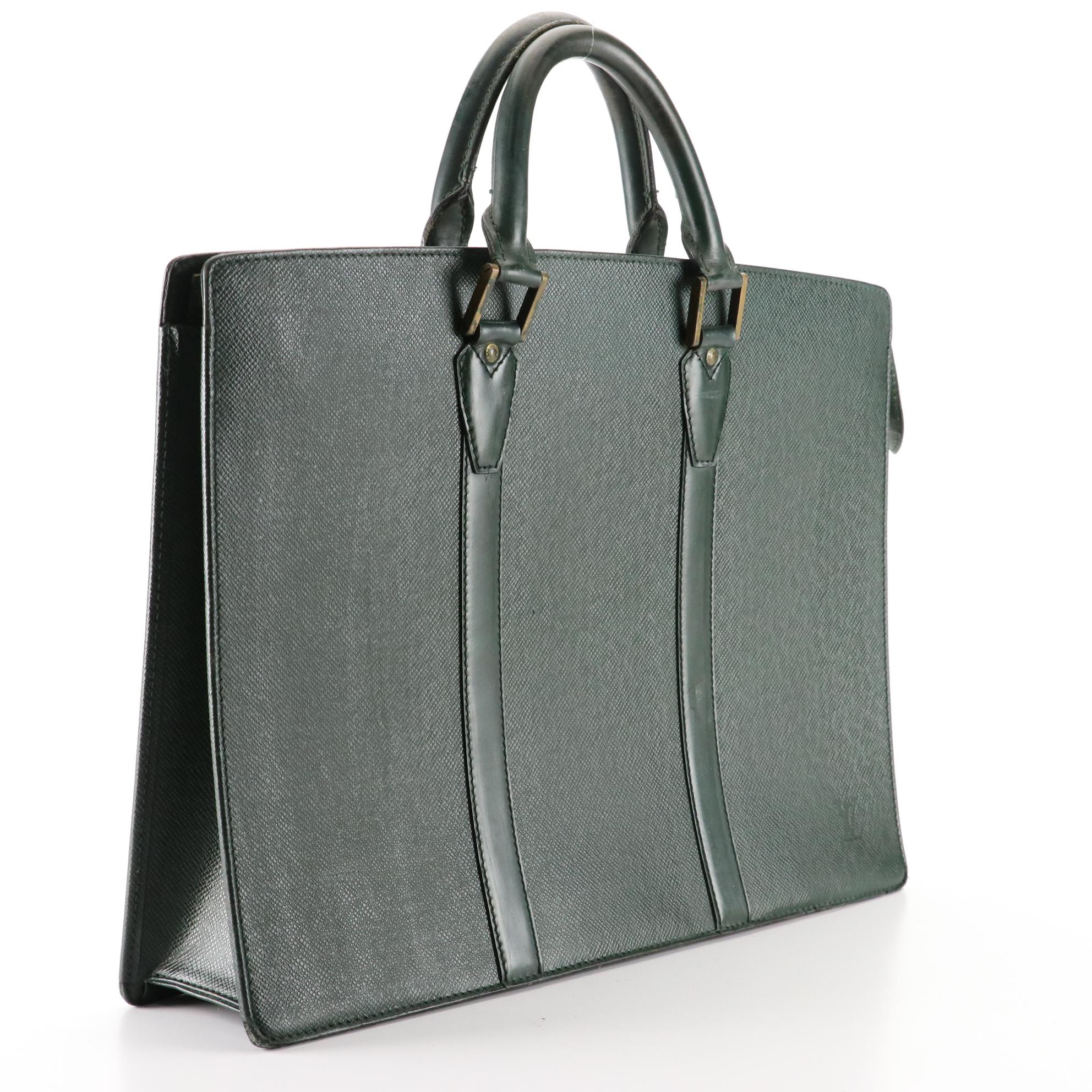 Louis Vuitton Lozan Briefcase in Épicéa Green Taïga Leather