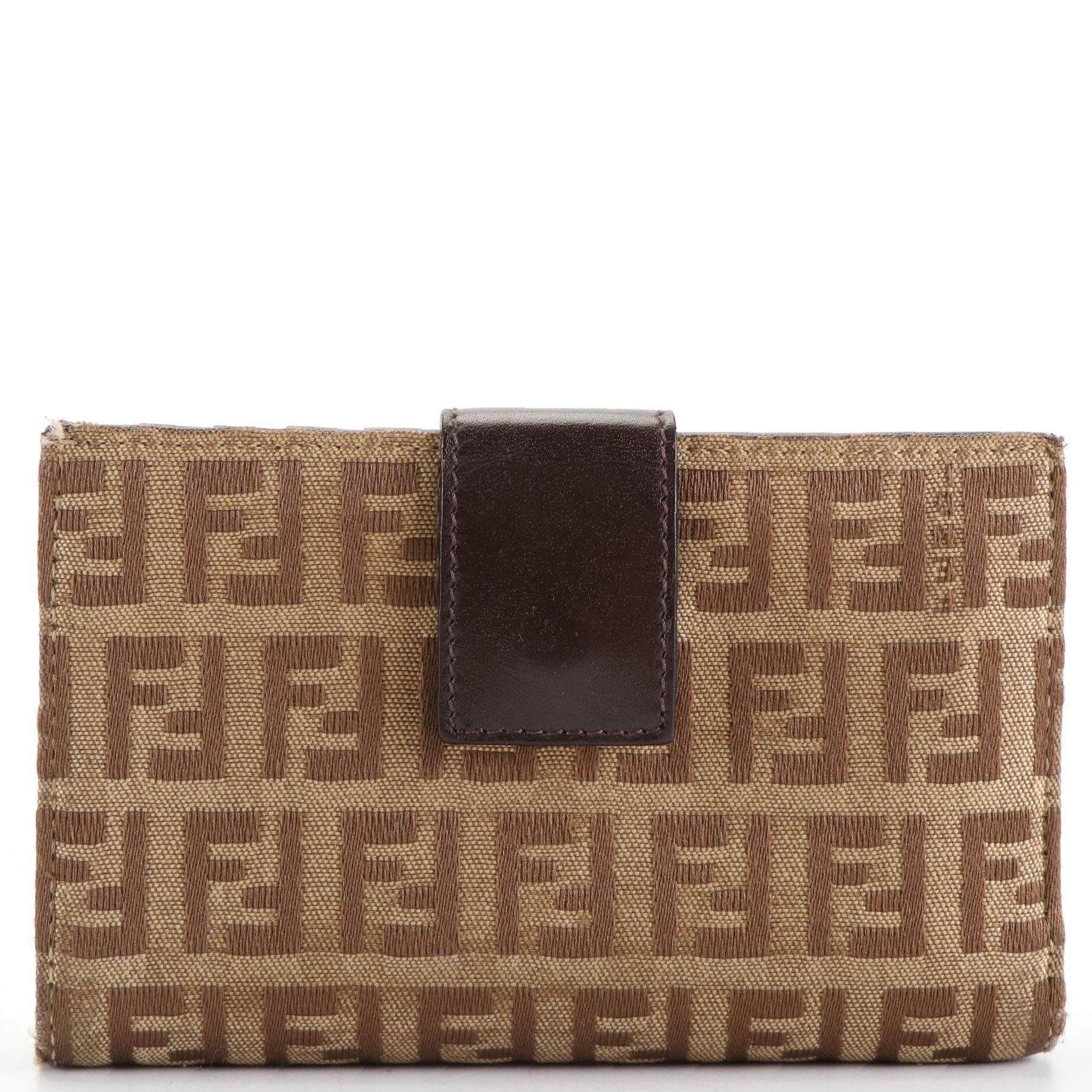 Fendi Compact Wallet in Zucchino Canvas and Leather