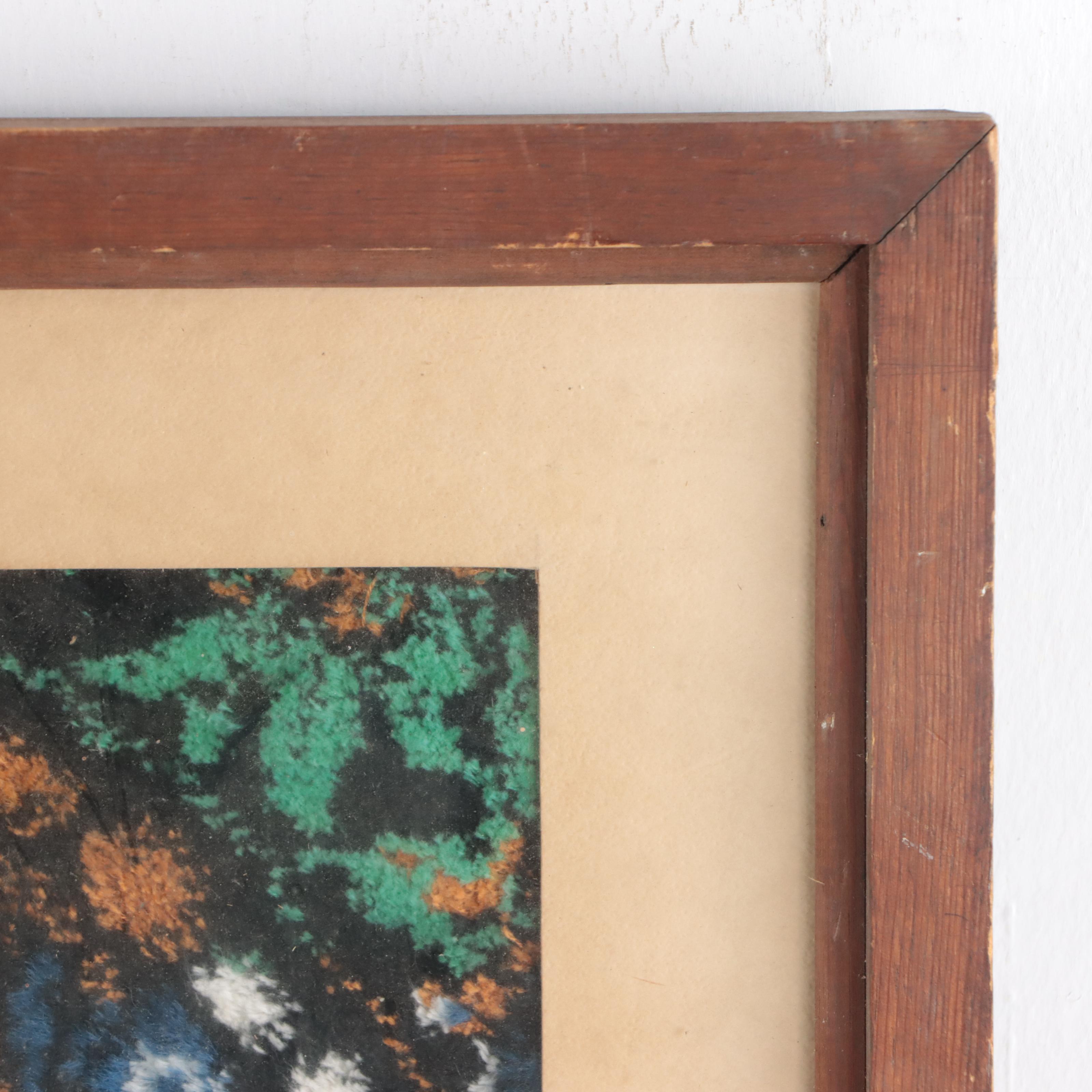 Framed Tufted Decorative Textile of Deer, Late 20th Century