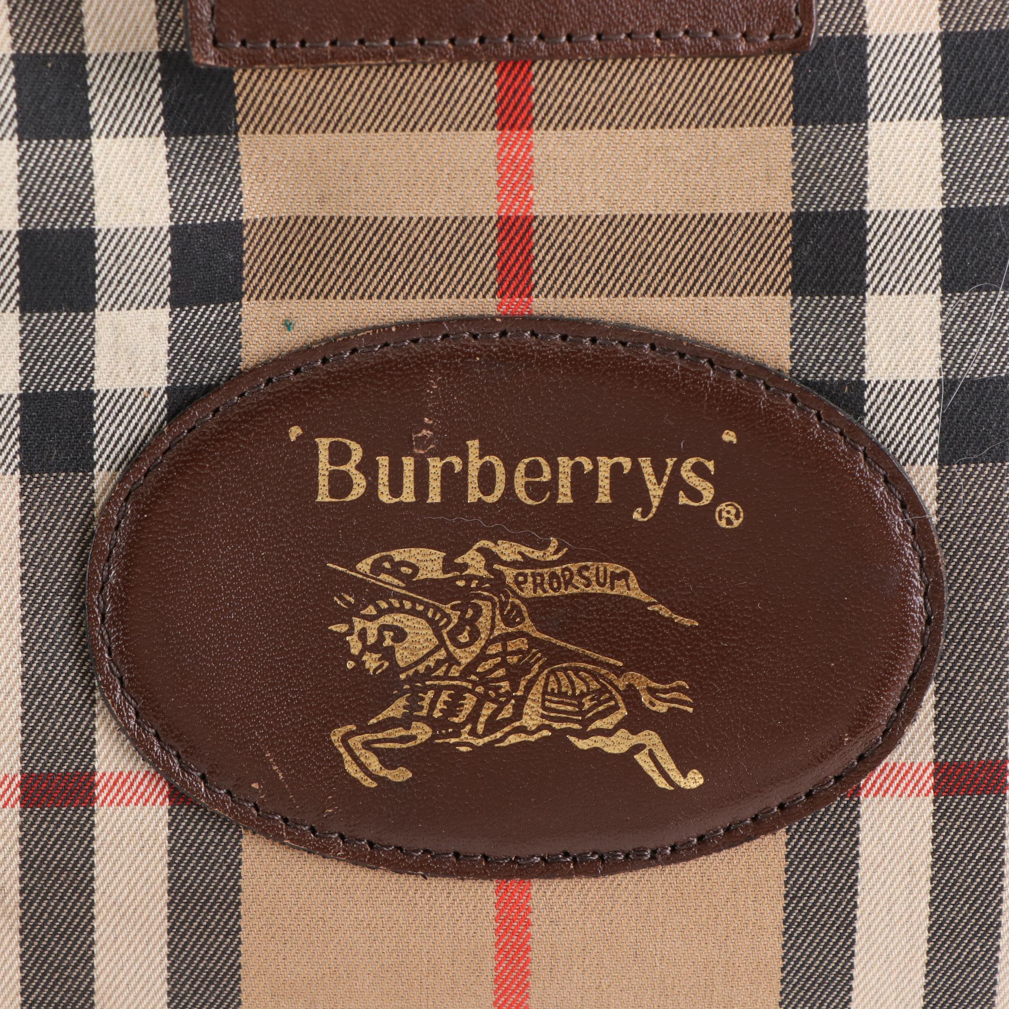 Burberrys Doctor Bag in Haymarket Check Canvas and Brown Leather