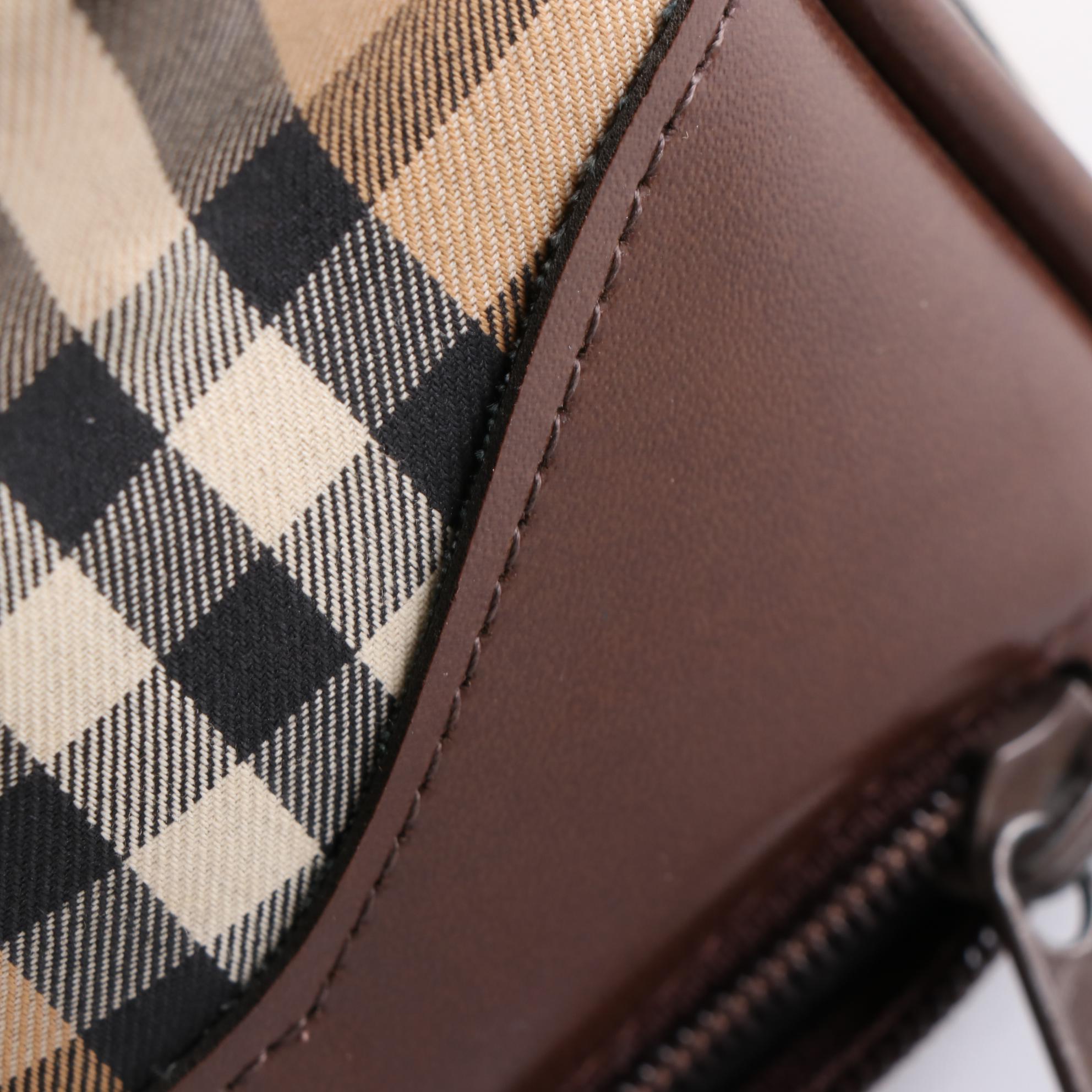 Burberrys Doctor Bag in Haymarket Check Canvas and Brown Leather
