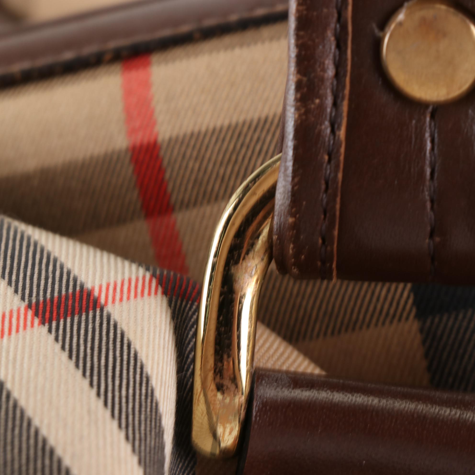 Burberrys Doctor Bag in Haymarket Check Canvas and Brown Leather