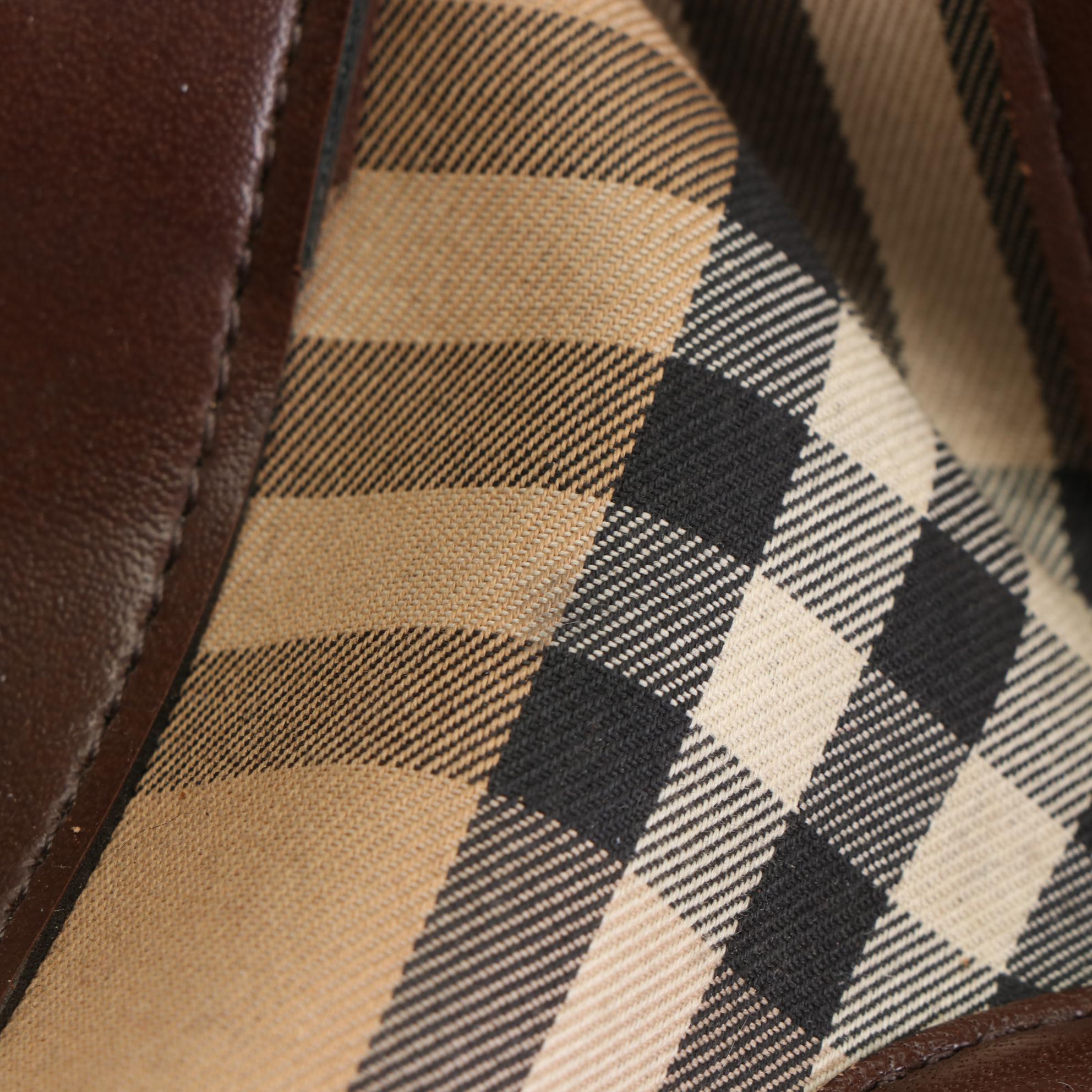 Burberrys Doctor Bag in Haymarket Check Canvas and Brown Leather