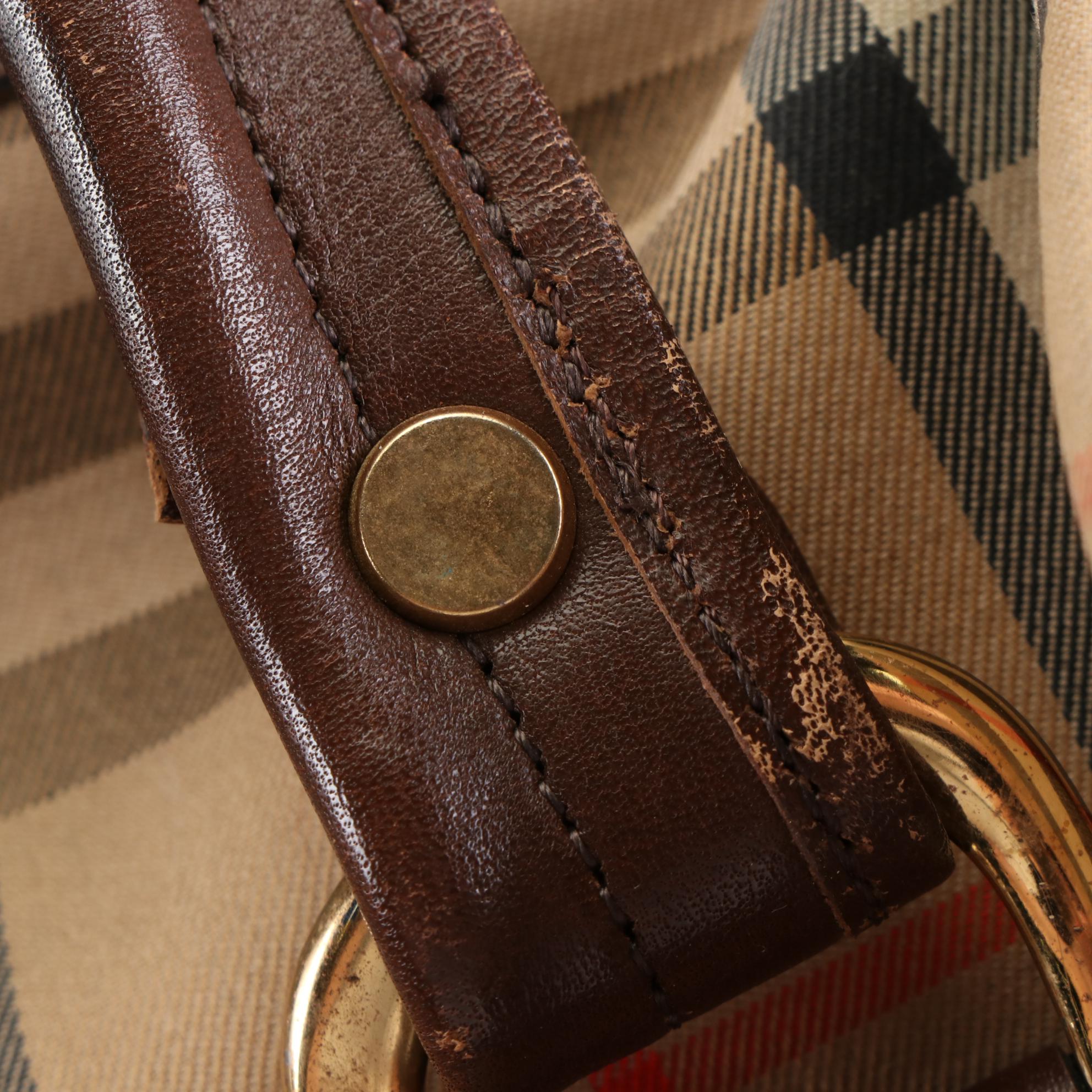 Burberrys Doctor Bag in Haymarket Check Canvas and Brown Leather