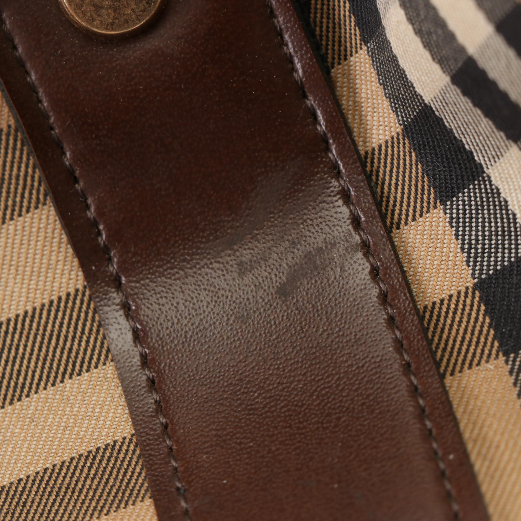 Burberrys Doctor Bag in Haymarket Check Canvas and Brown Leather