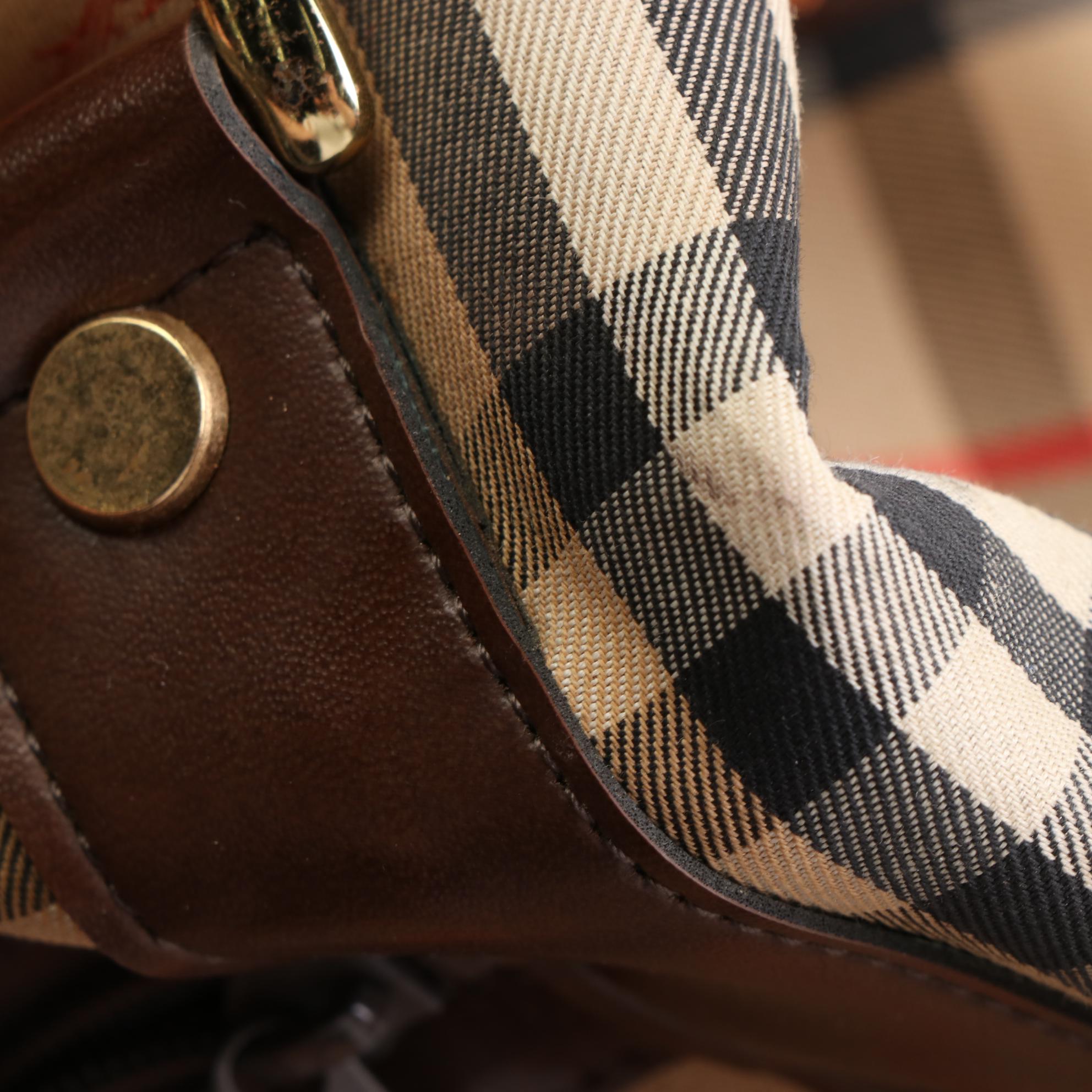 Burberrys Doctor Bag in Haymarket Check Canvas and Brown Leather