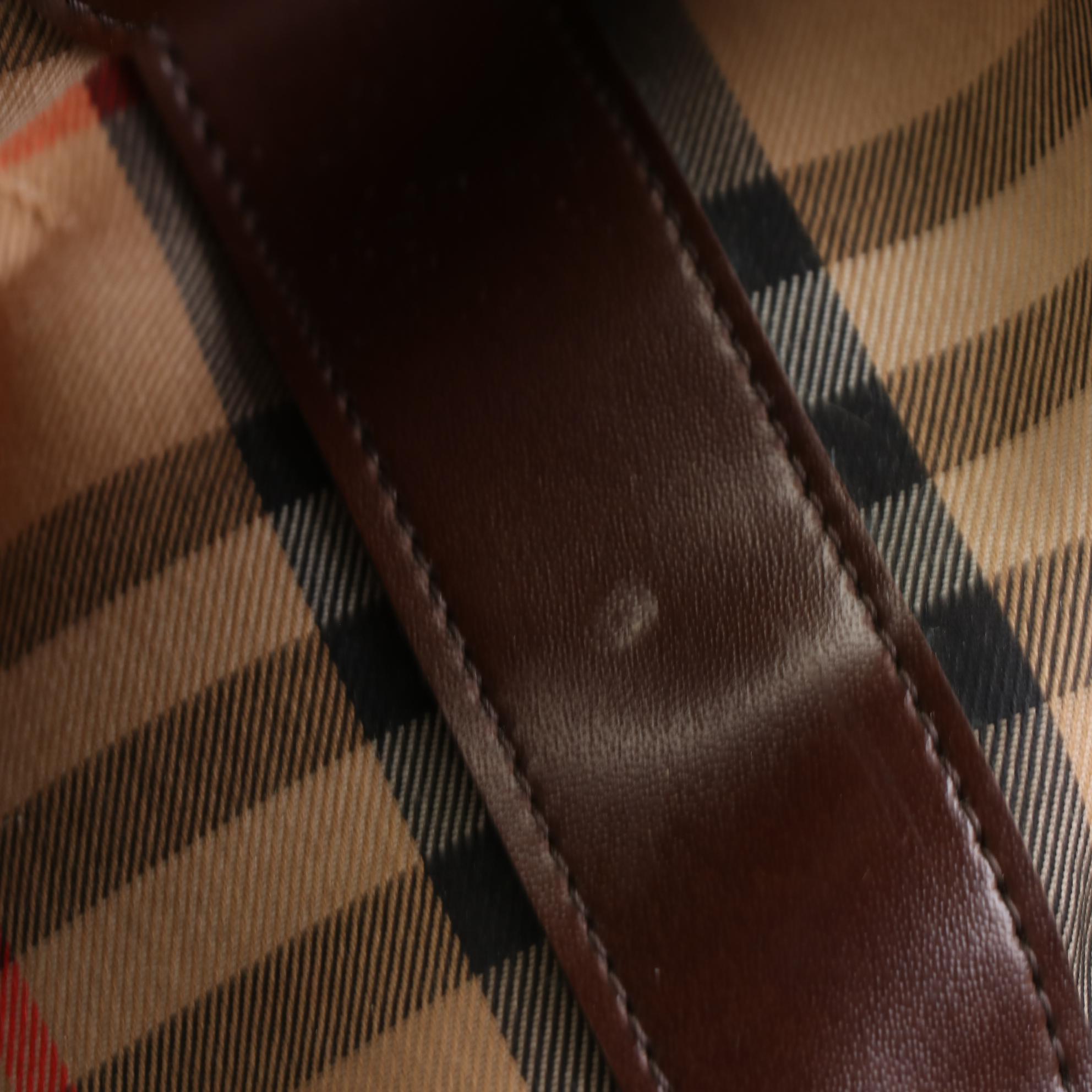 Burberrys Doctor Bag in Haymarket Check Canvas and Brown Leather