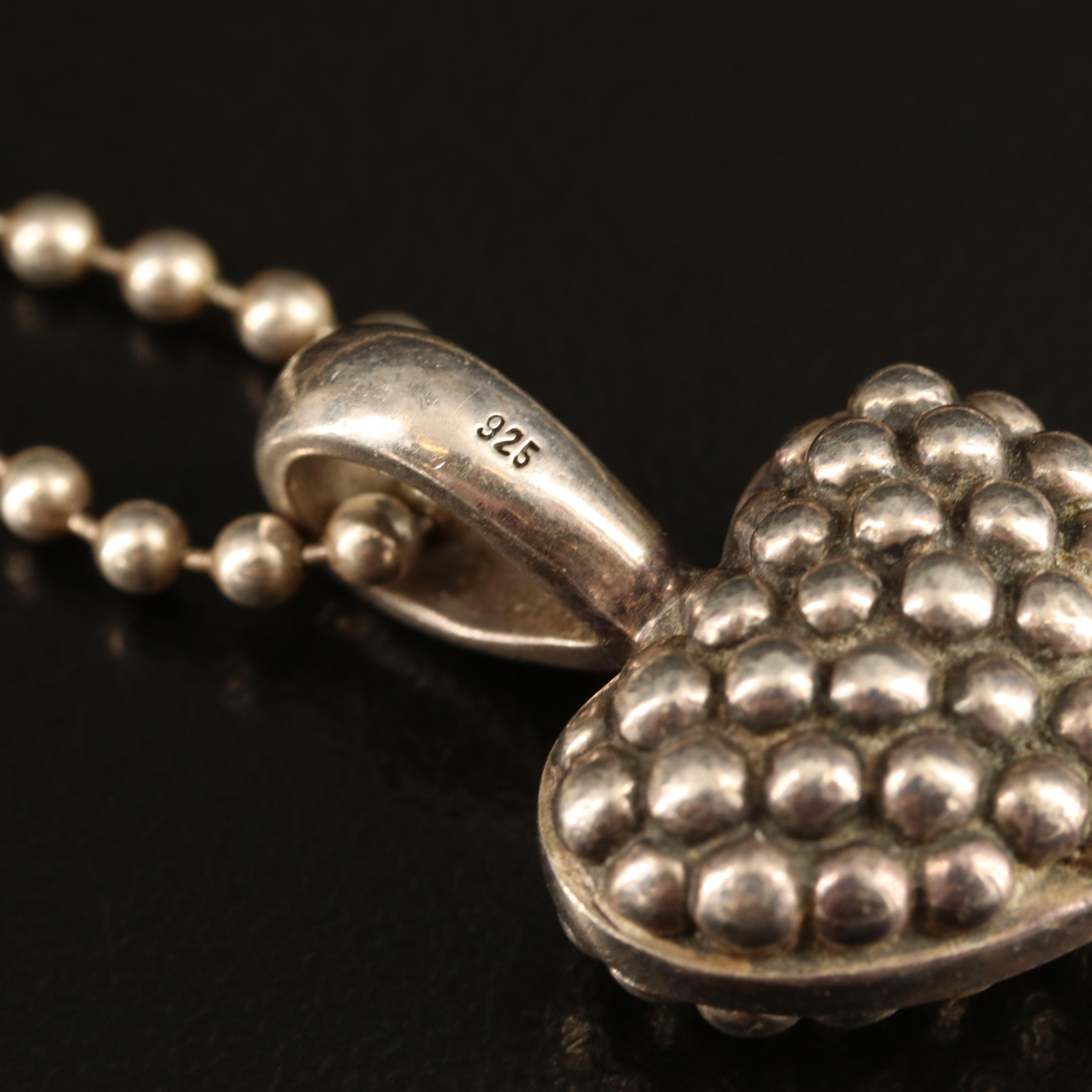 Lagos "Signature Caviar" Sterling Heart Pendant Necklace