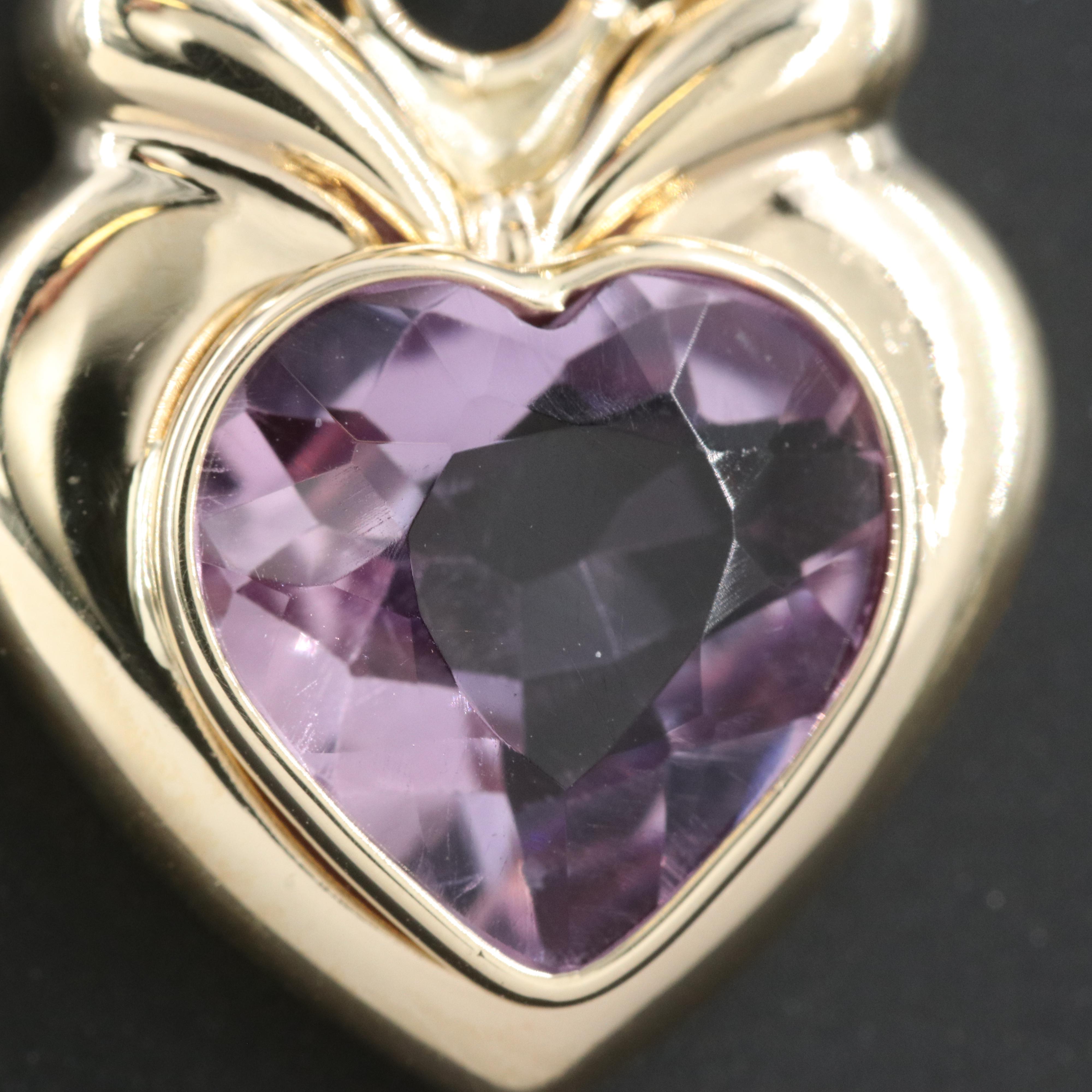 Italian 14K Amethyst Heart Pendant