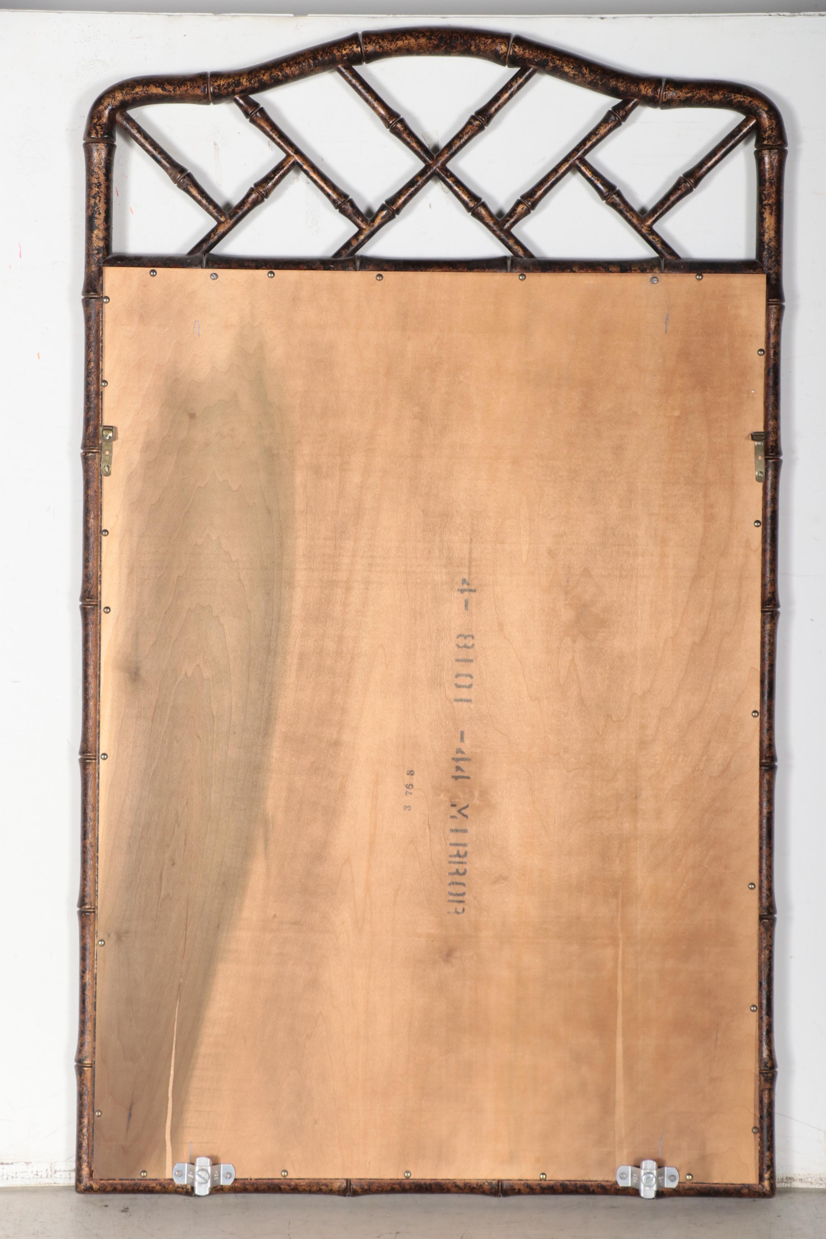 Chinoiserie Bamboo Semblance Wooden Wall Mirror, Possibly Henredon