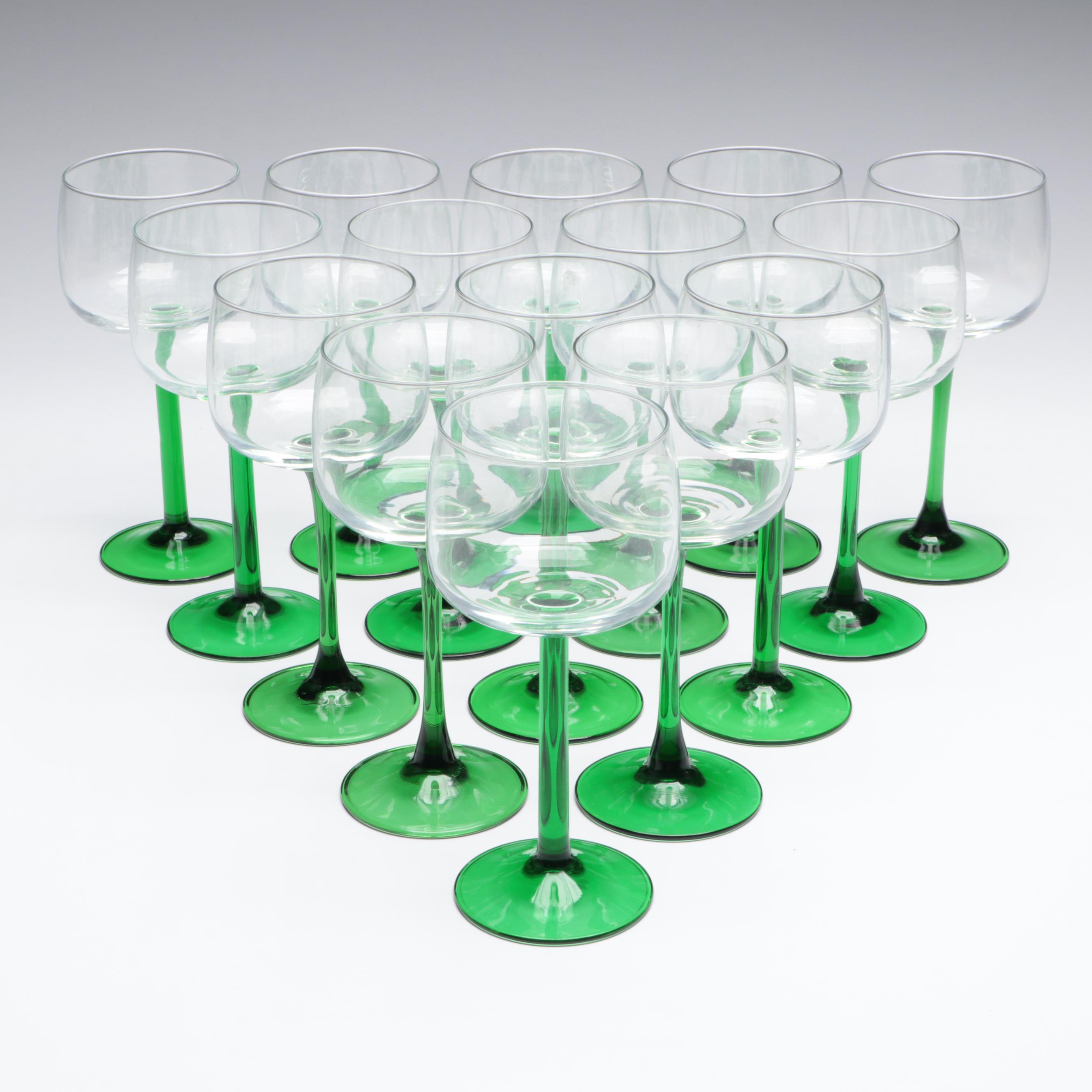 Arc International Emerald Stemmed Hock Wine, Late 20th Century