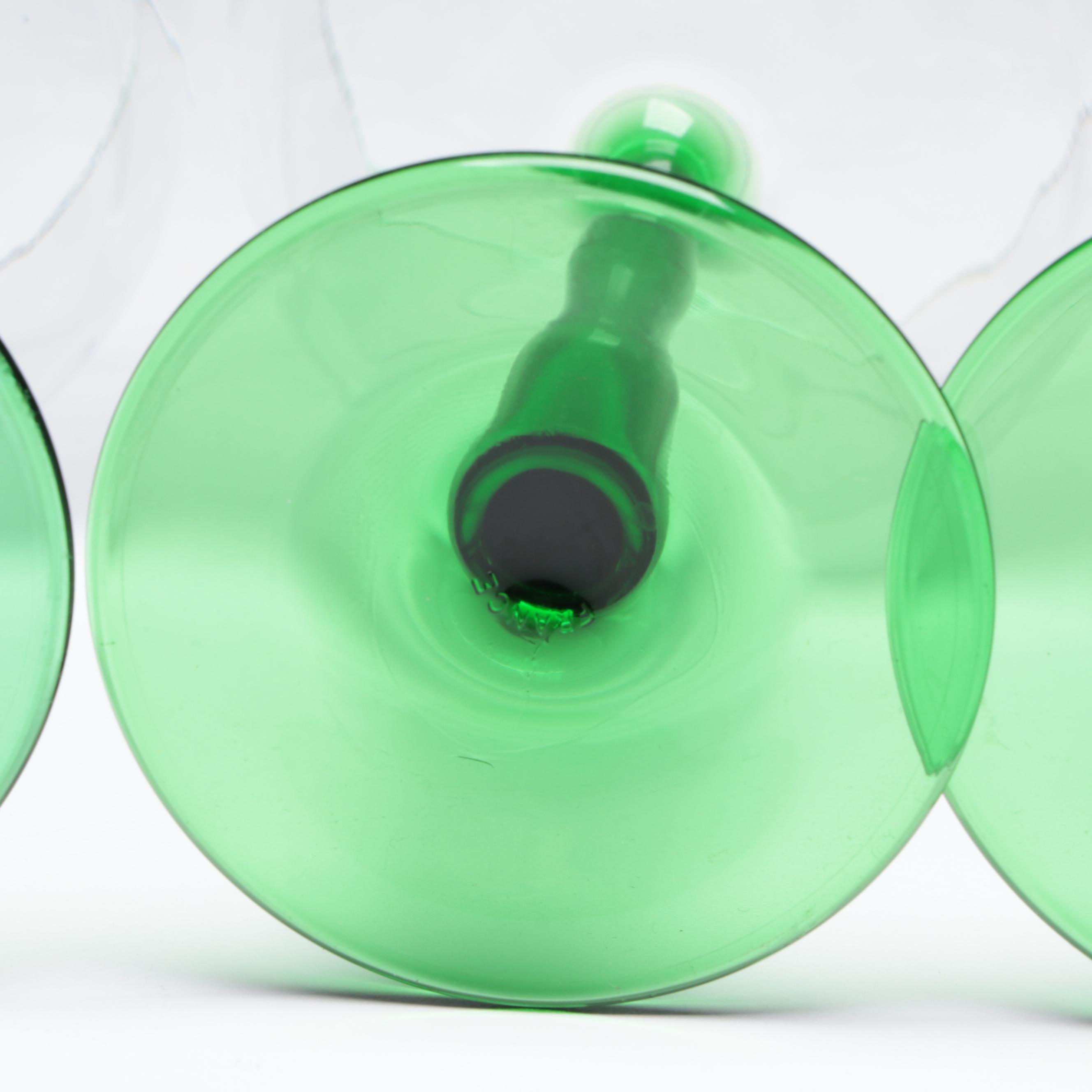 Arc International Emerald Stemmed Hock Wine, Late 20th Century